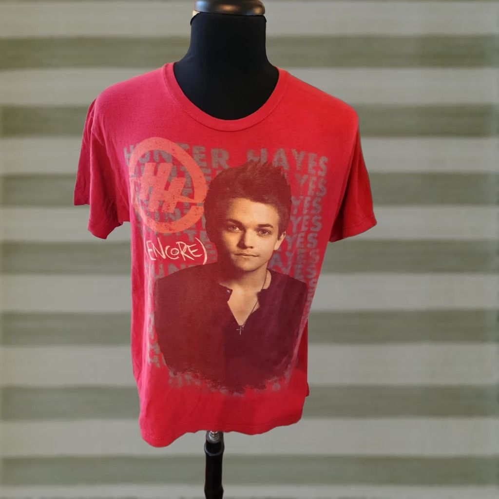 Tultex Hunter Hayes Encore Red Short Sleeve T-Shirt Men's Large Cotton Crew Neck Graphic 2010s Music Tultex Size US L / EU 52-54 / 3 - 1 Preview