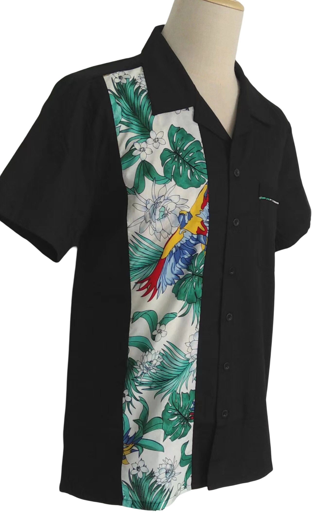 Other Pocket Black Men Shirts Contrast Birds Pattern Size US XXL / EU 58 / 5 - 2 Thumbnail