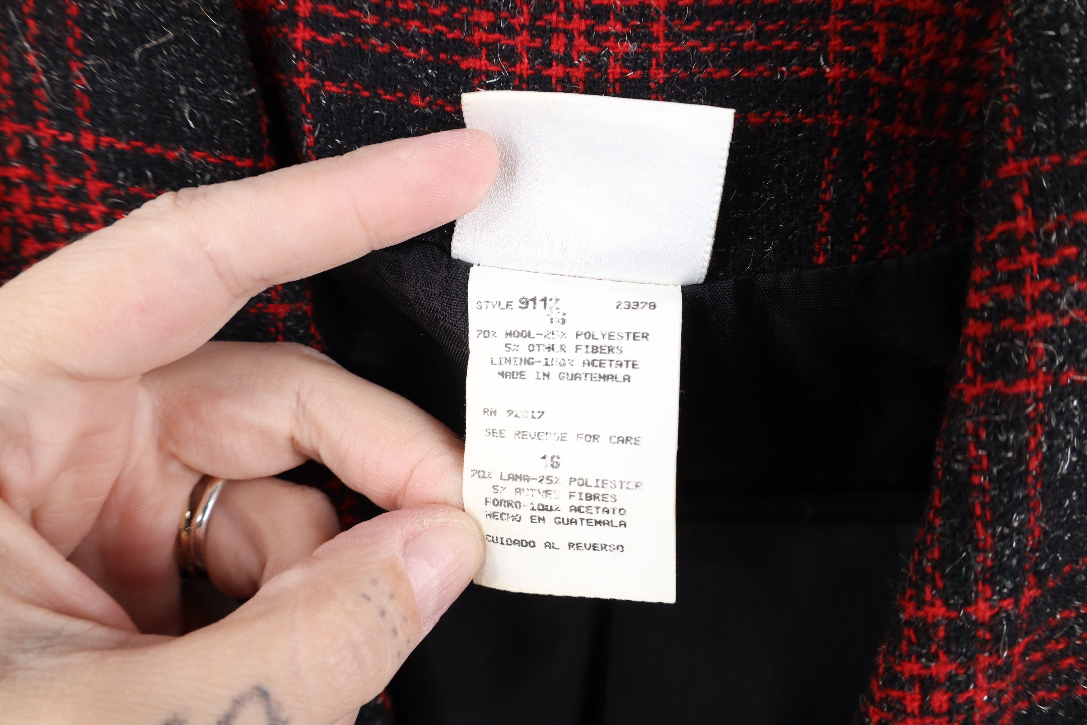 Vintage Vintage 90s Wool Tweed Suit Coat Blazer Jacket Red Plaid Size XXL / US 16-18 / IT 52-54 - 10 Thumbnail