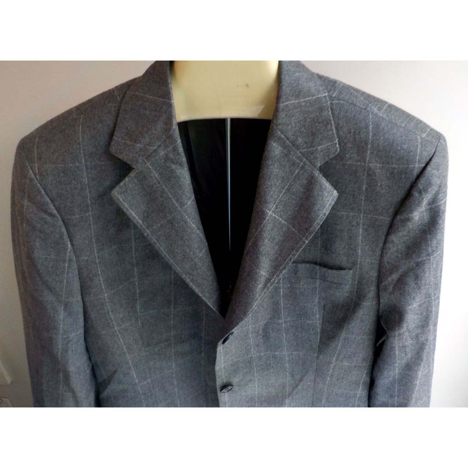 Paul Stuart VINTAGE Paul Stuart Blazer 3 Button Check Wool Gray White 38R Mens Size 38R - 2 Thumbnail