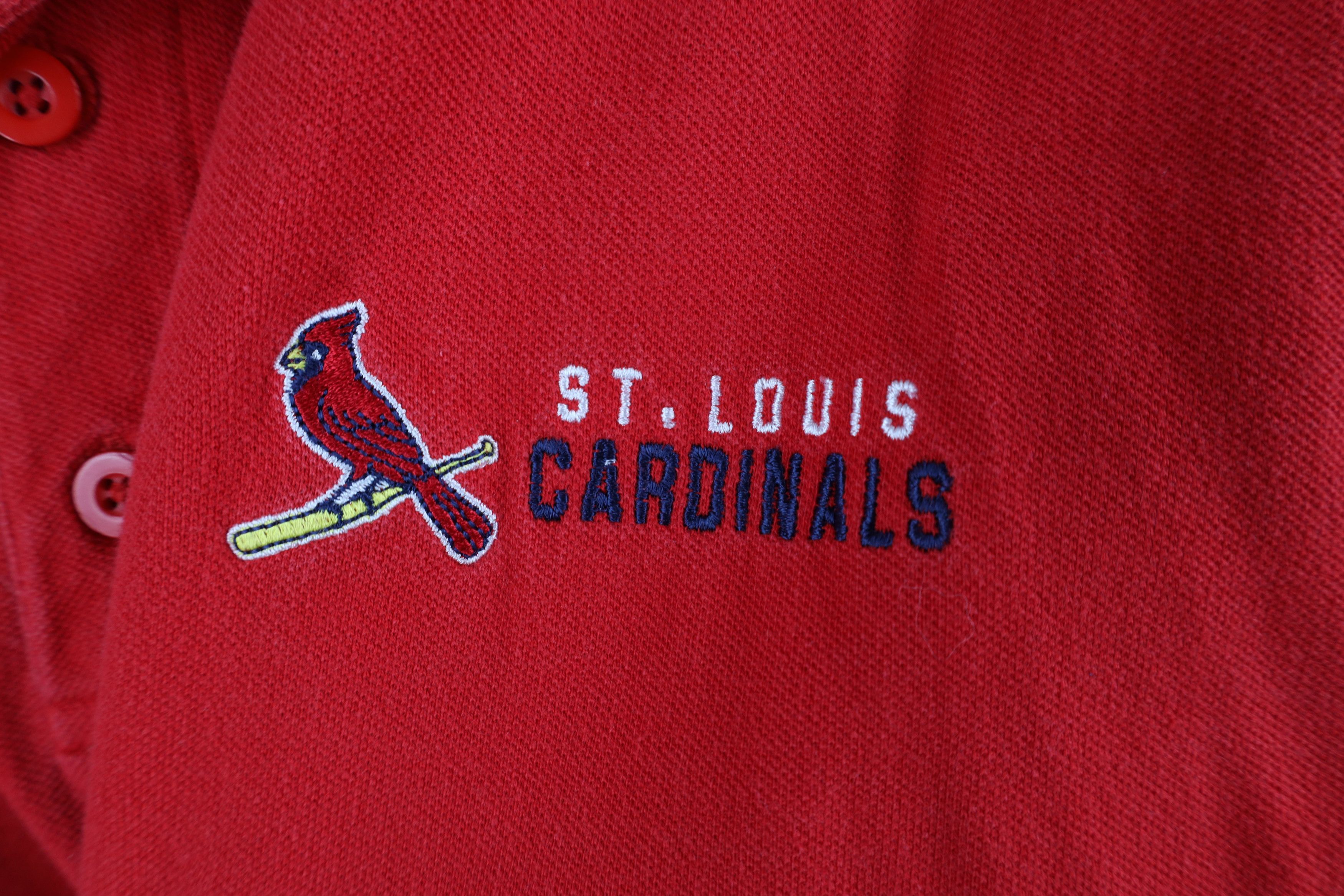 Vintage Vintage 90s Spell St Louis Cardinals Baseball Polo Shirt Red Size US XL / EU 56 / 4 - 4 Thumbnail