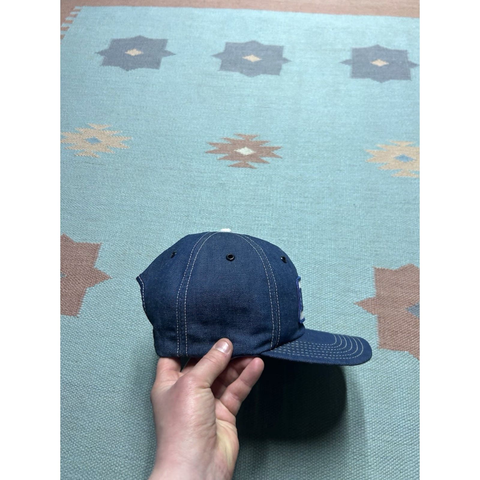 Vintage VINTAGE 80s Snapback Hat Denim Cap USA Patch Made in USA Unbranded Adjustable Men Blue Denim Snapback Hat Mens US Theme 80s Size ONE SIZE - 8 Thumbnail
