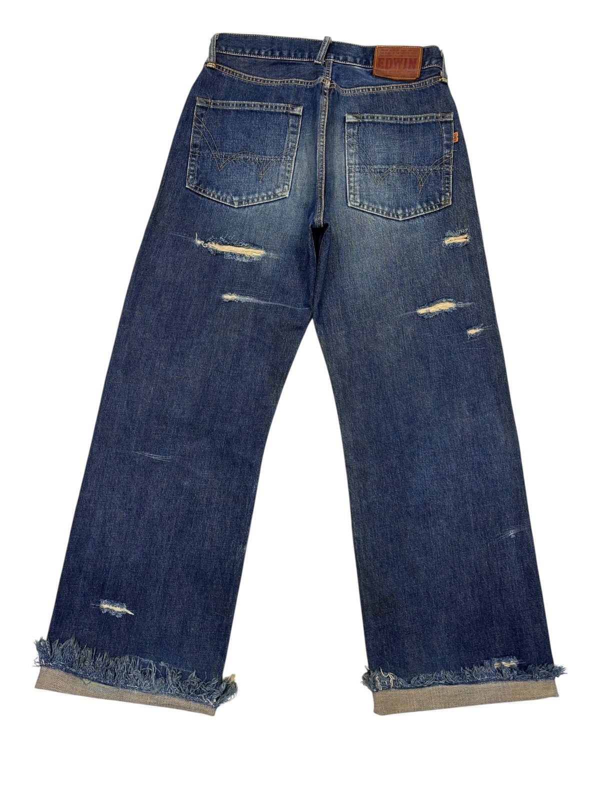 Edwin Edwin 505 Crazy Ripped Distressed Selvedge Denim Jeans Size US 30 / EU 46 - 2 Thumbnail