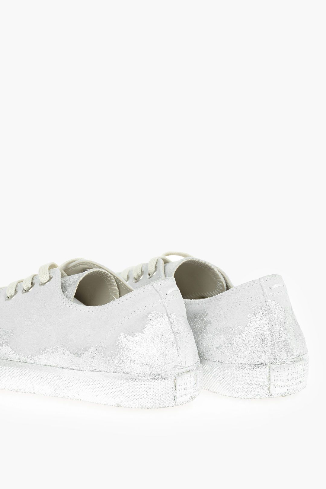 Maison Margiela o1y1124 Canvas Low-Top Sneakers In Light Grey & Silver Size US 9 / EU 42 - 2 Thumbnail