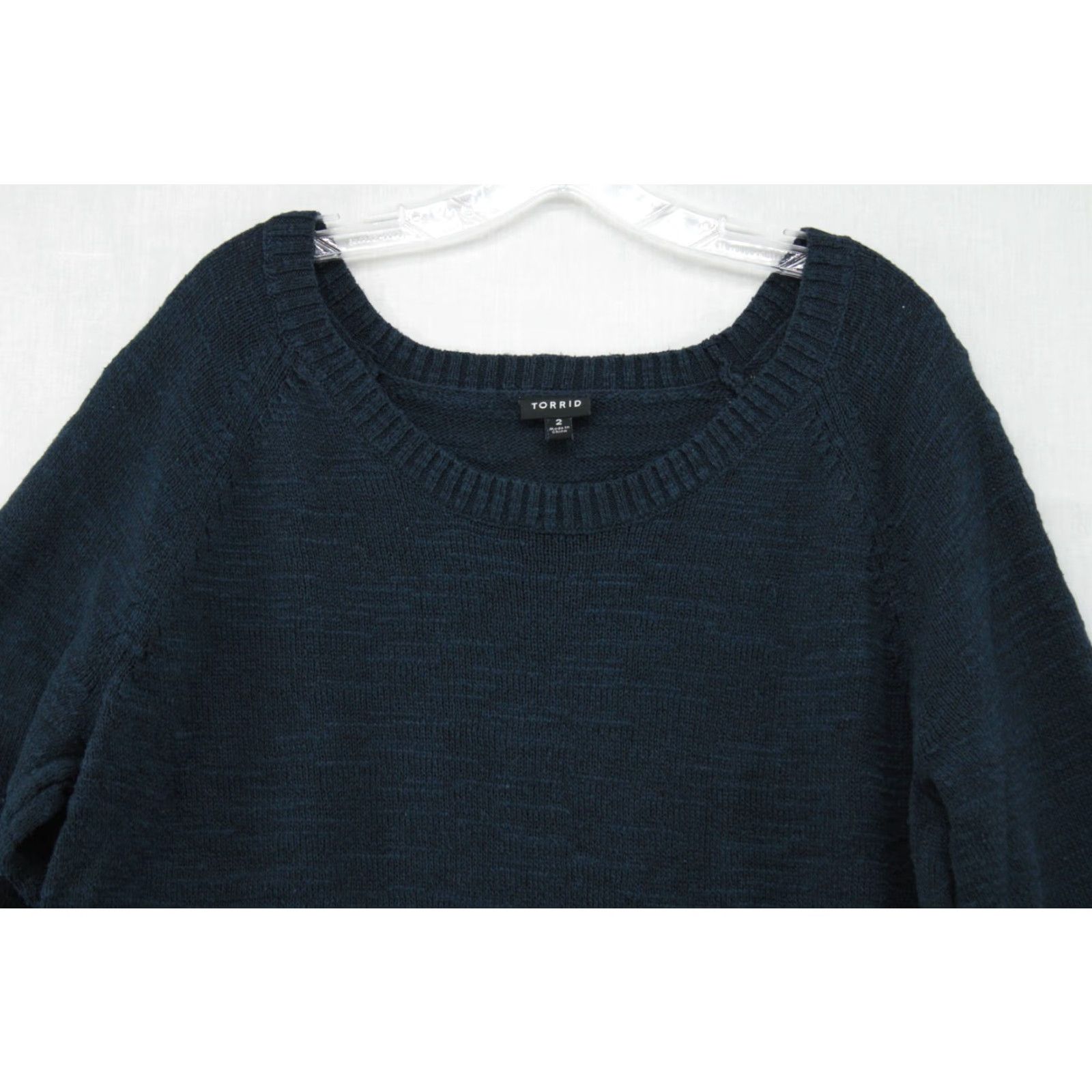 Torrid Torrid Women's Sweater Lace-Up Sleeve Blue Round-Neck Knit Pullover Size 2 Boho Modern Classic Womens Size XS / US 0-2 / IT 36-38 - 2 Thumbnail