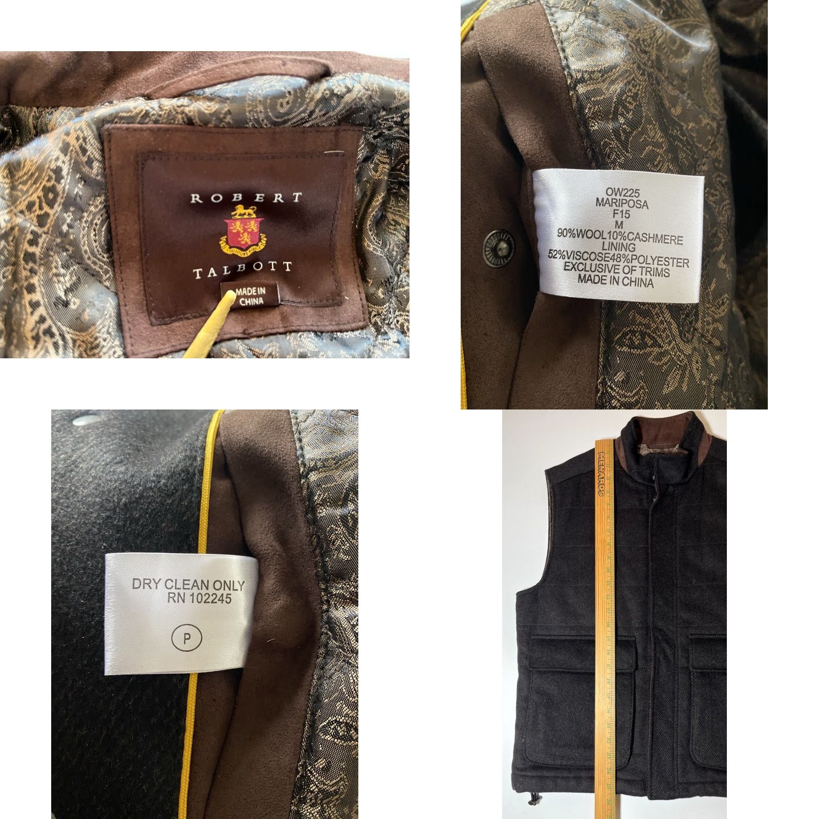 Robert Talbott VINTAGE Robert Talbott Mariposa Vest Wool Cashmere Full Zip Mens M Brown Modern Classic Designer City Size US M / EU 48-50 / 2 - 9 Thumbnail