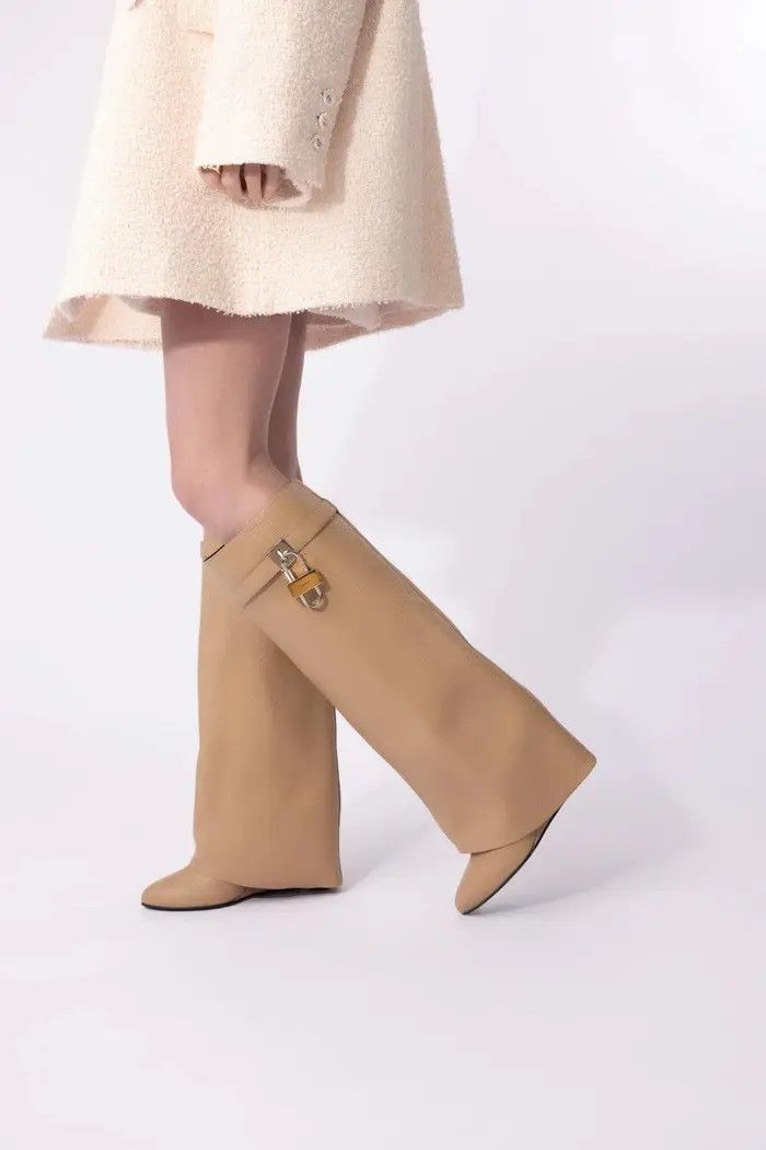 Givenchy o1lv12m0526 Shark Lock Boots in Beige Size US 8 / IT 38 - 3 Thumbnail