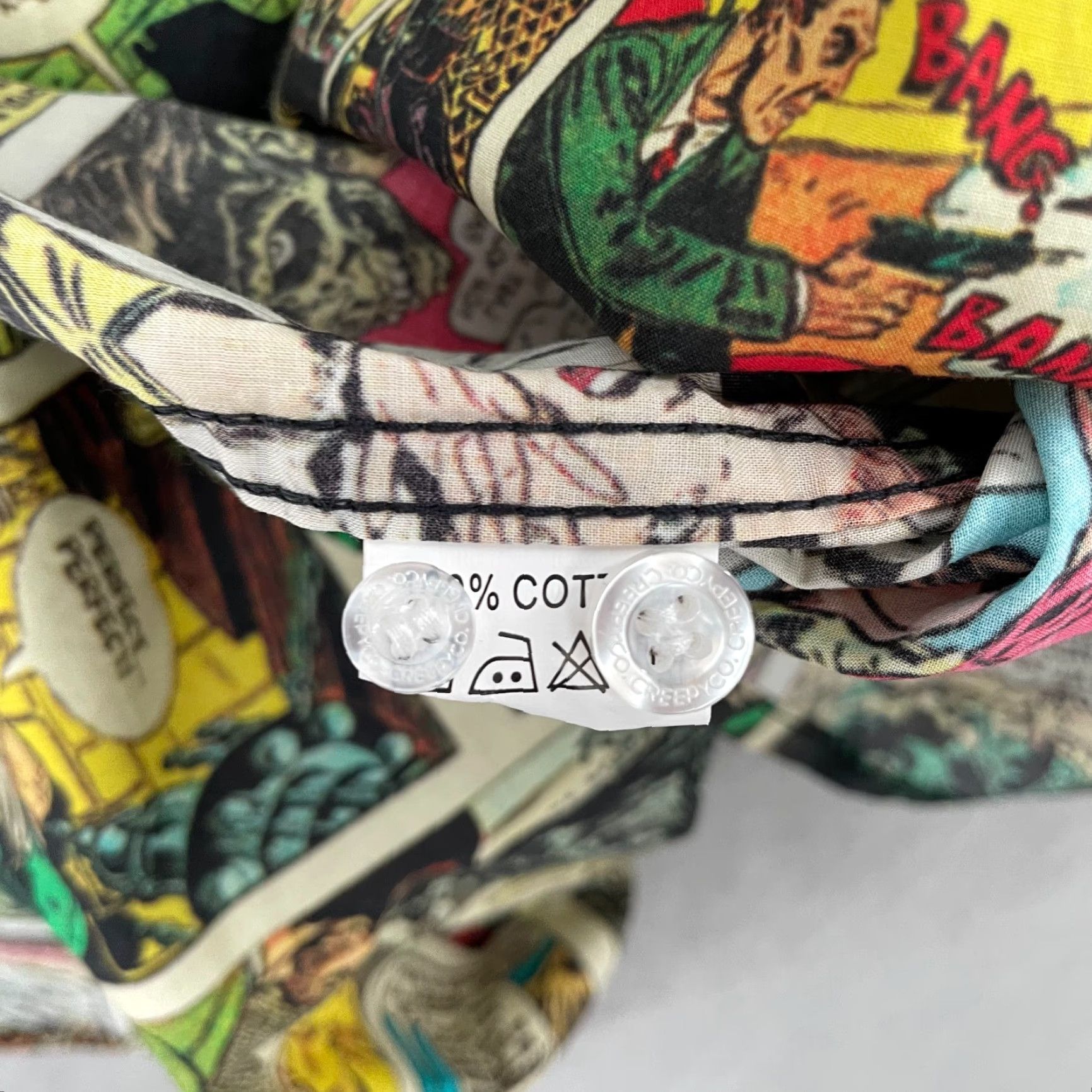 CO Creepy Co Shirt Adult Large Horror Comic Strip All Over Print Button Down Mens L Size US L / EU 52-54 / 3 - 7 Thumbnail