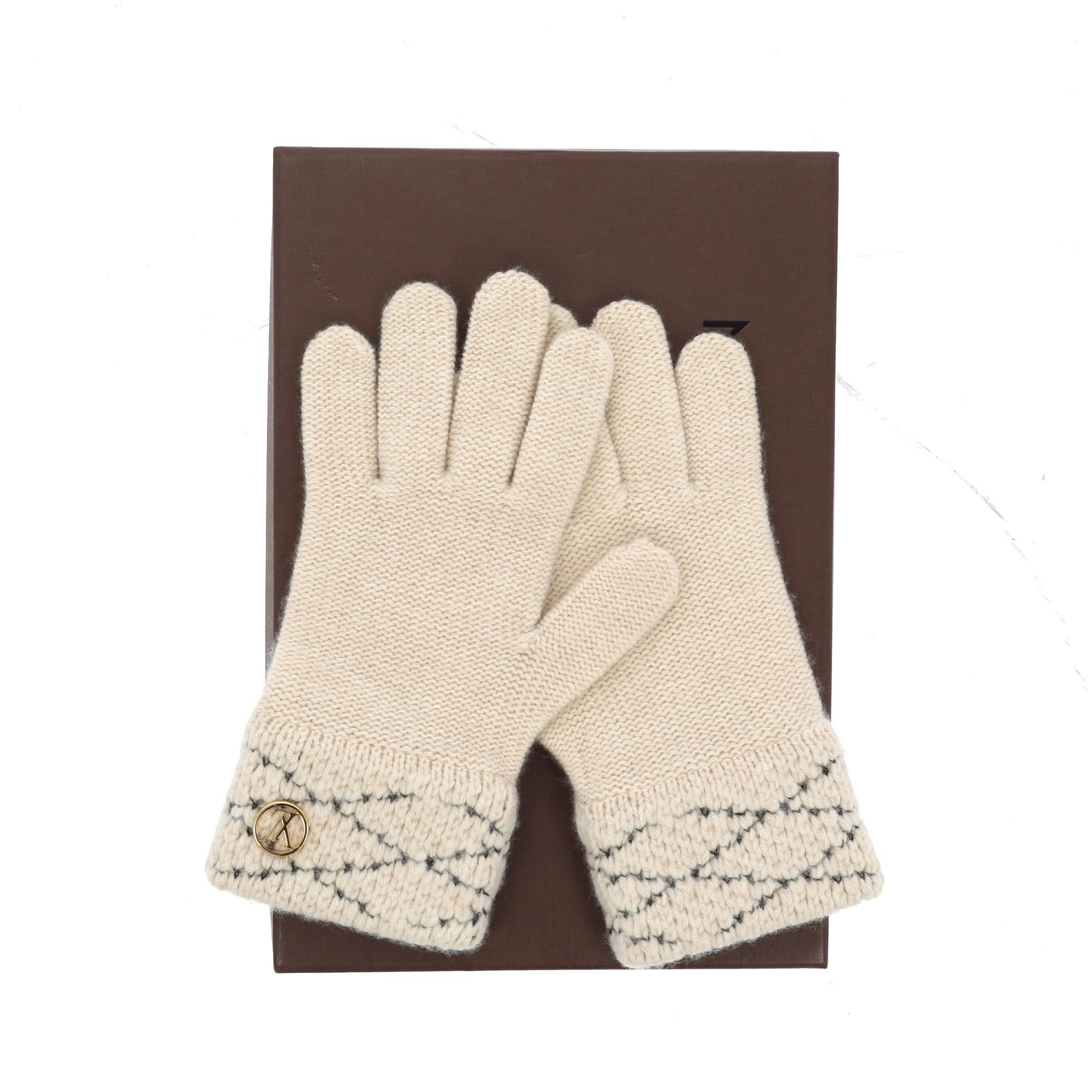 image of Louis Vuitton Gloves In White Wool, Women's