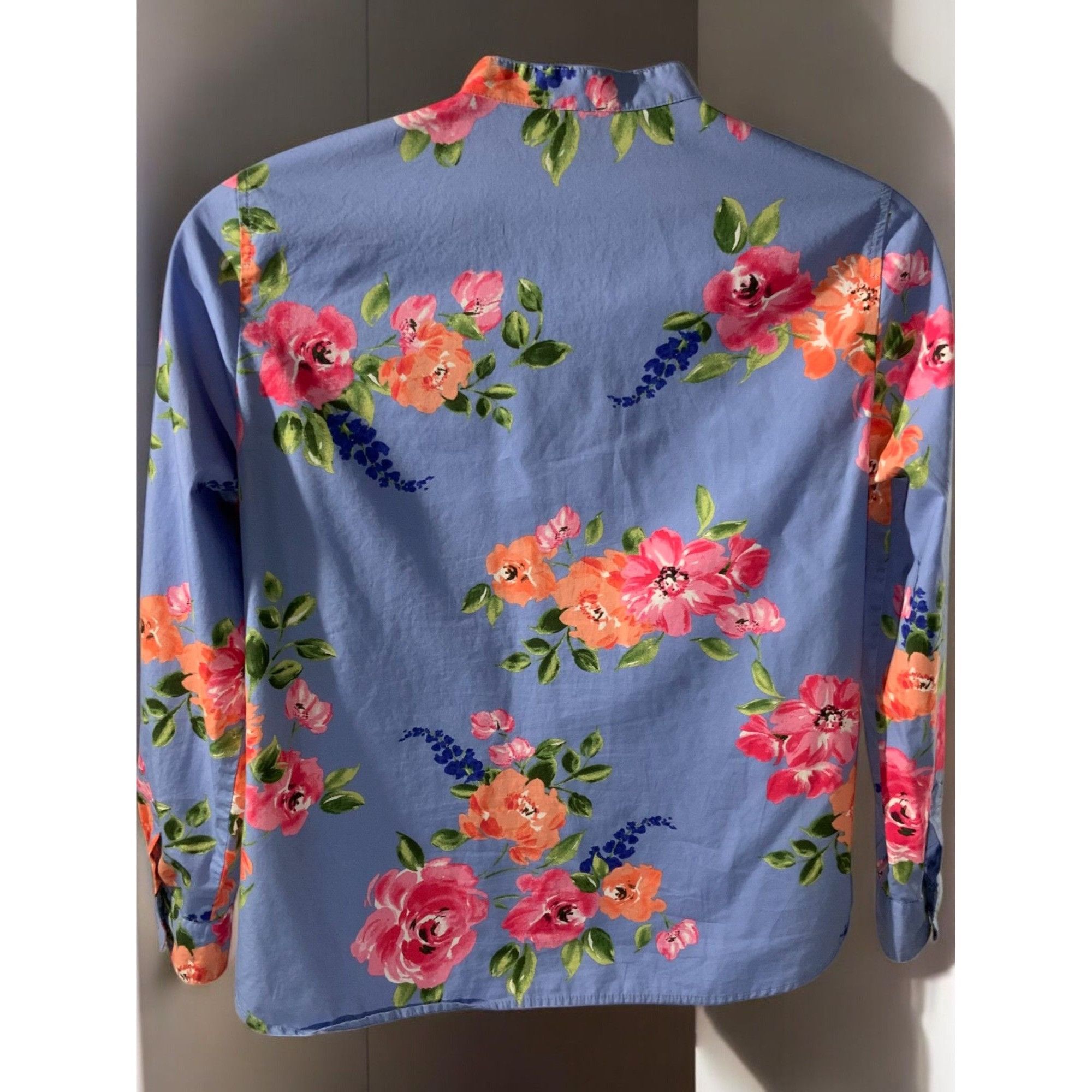 Talbots Talbots Womens Petite Blue Floral Adjustable Sleeve Top PL Size L / US 10 / IT 46 - 7 Thumbnail