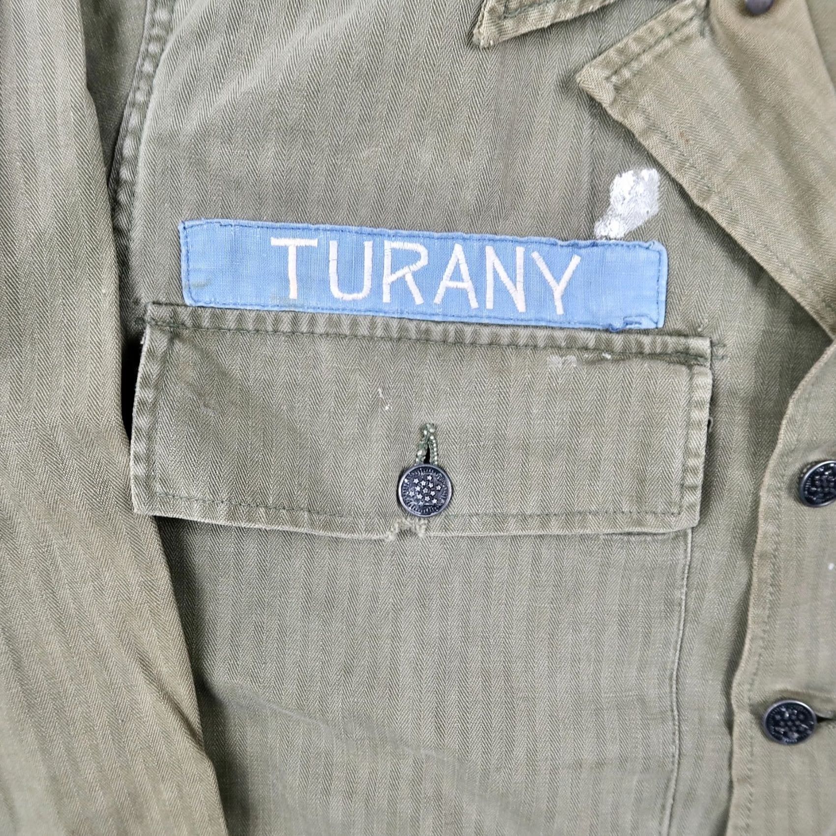 Vintage Vintage 40s WW2 HBT Utility Jacket P43 Sz M / L - Military Green Denim 13 Star Buttons - Fair Condition Size US L / EU 52-54 / 3 - 7 Thumbnail