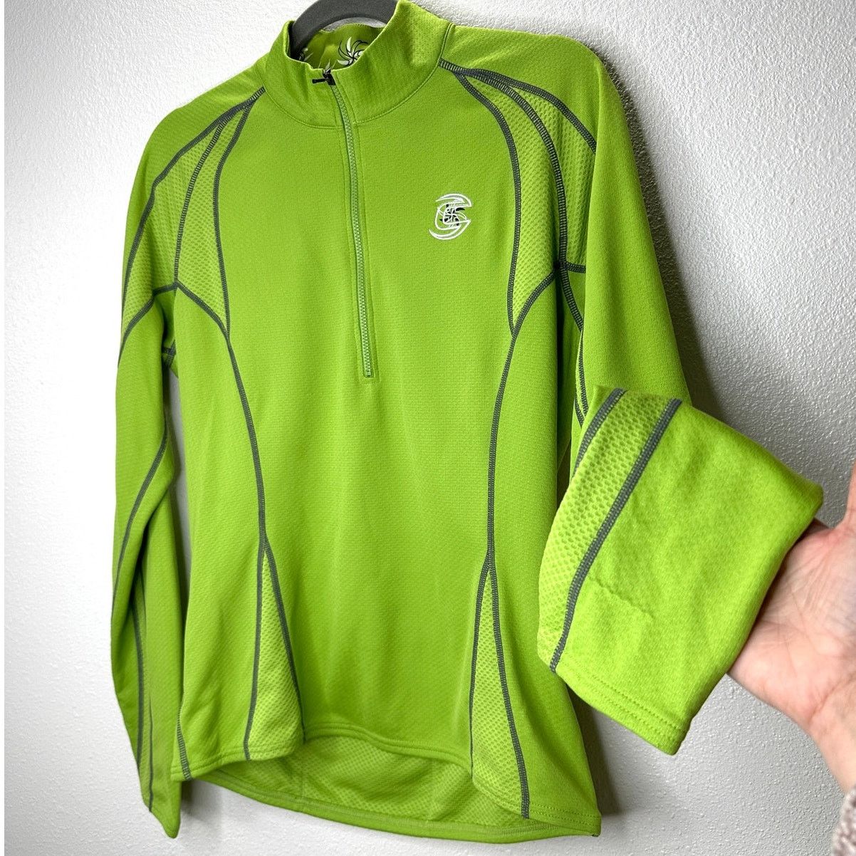 Other Cannondale Lime Green Front Zip Long Sleeve Workout Top L Size 34" / US 12 / IT 48 - 1 Thumbnail