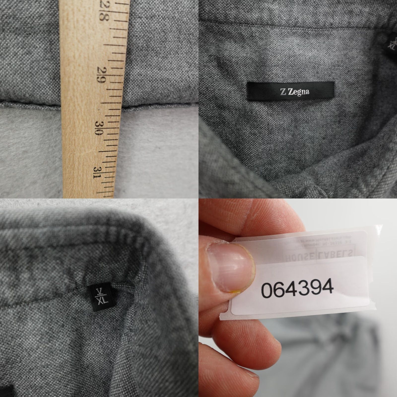 Ermenegildo Zegna Ermenegildo Zegna Shirt Mens XL Gray Flannel Button-Up Long Sleeve Cotton Size US XL / EU 56 / 4 - 8 Thumbnail