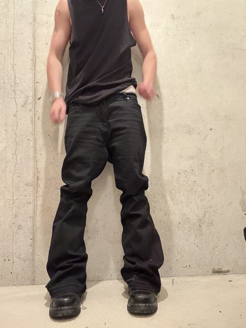 Japanese Brand flare bootcut custom black jeans Size US 34 / EU 50 - 1 Thumbnail