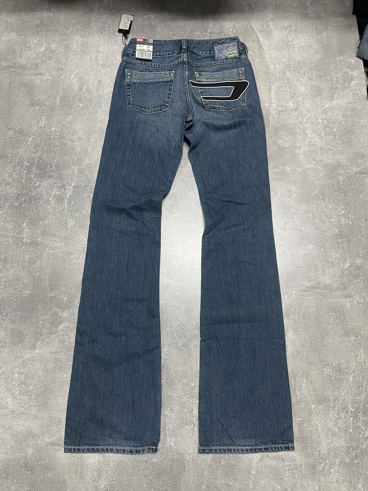 Vintage Diesel Flap Waist Flare Bootcut Jeans big desert