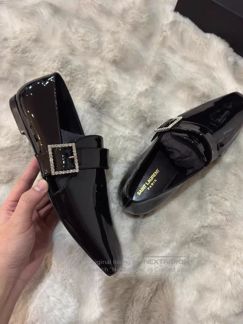 Saint Laurent Paris Saint Laurent Paris Crystal Buckle Loafers Leather Shoes Size US 10 / EU 43 - 5 Thumbnail