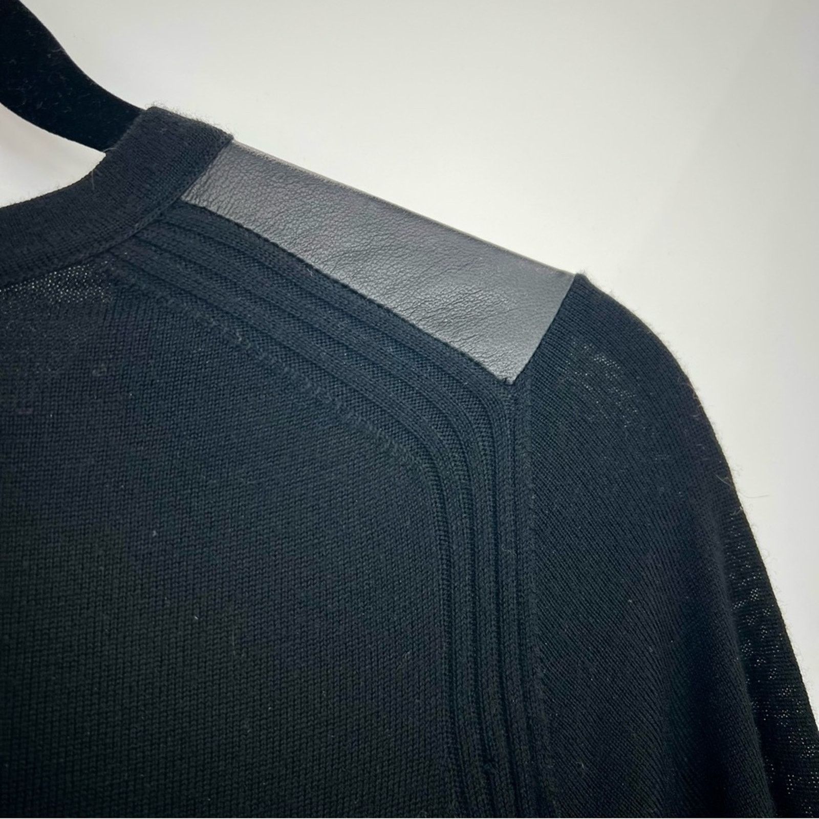 Vince Vince Black Wool Lamb Leather Long Sleeve Sweater Dress M Size M / US 6-8 / IT 42-44 - 3 Thumbnail