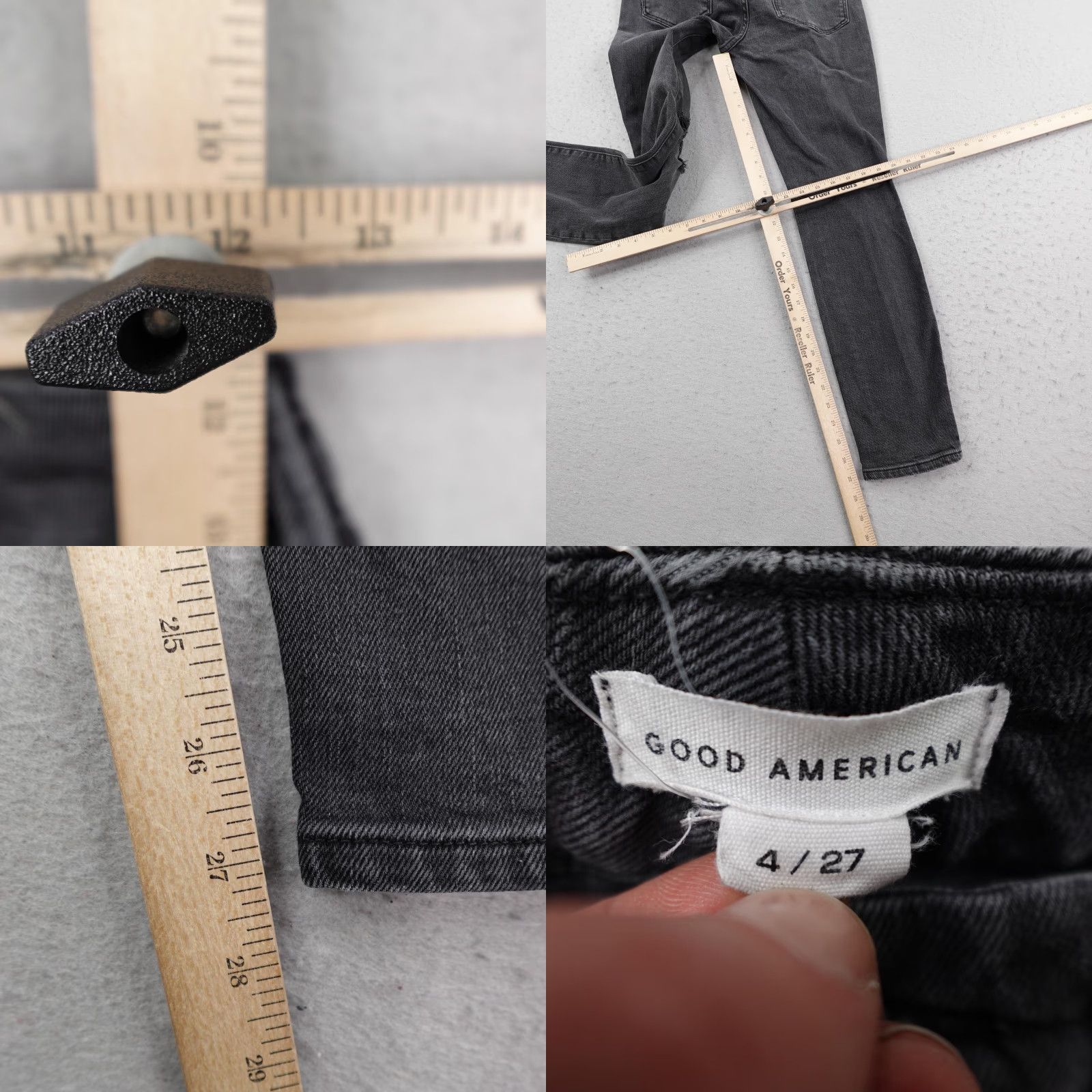 Good American Good American Jeans Women Gray Denim Straight Leg Distressed Stretch Flex 4/27 Slim Inseam 27.5 in Pocket Zip Size 27" / US 4 / IT 40 - 8 Thumbnail