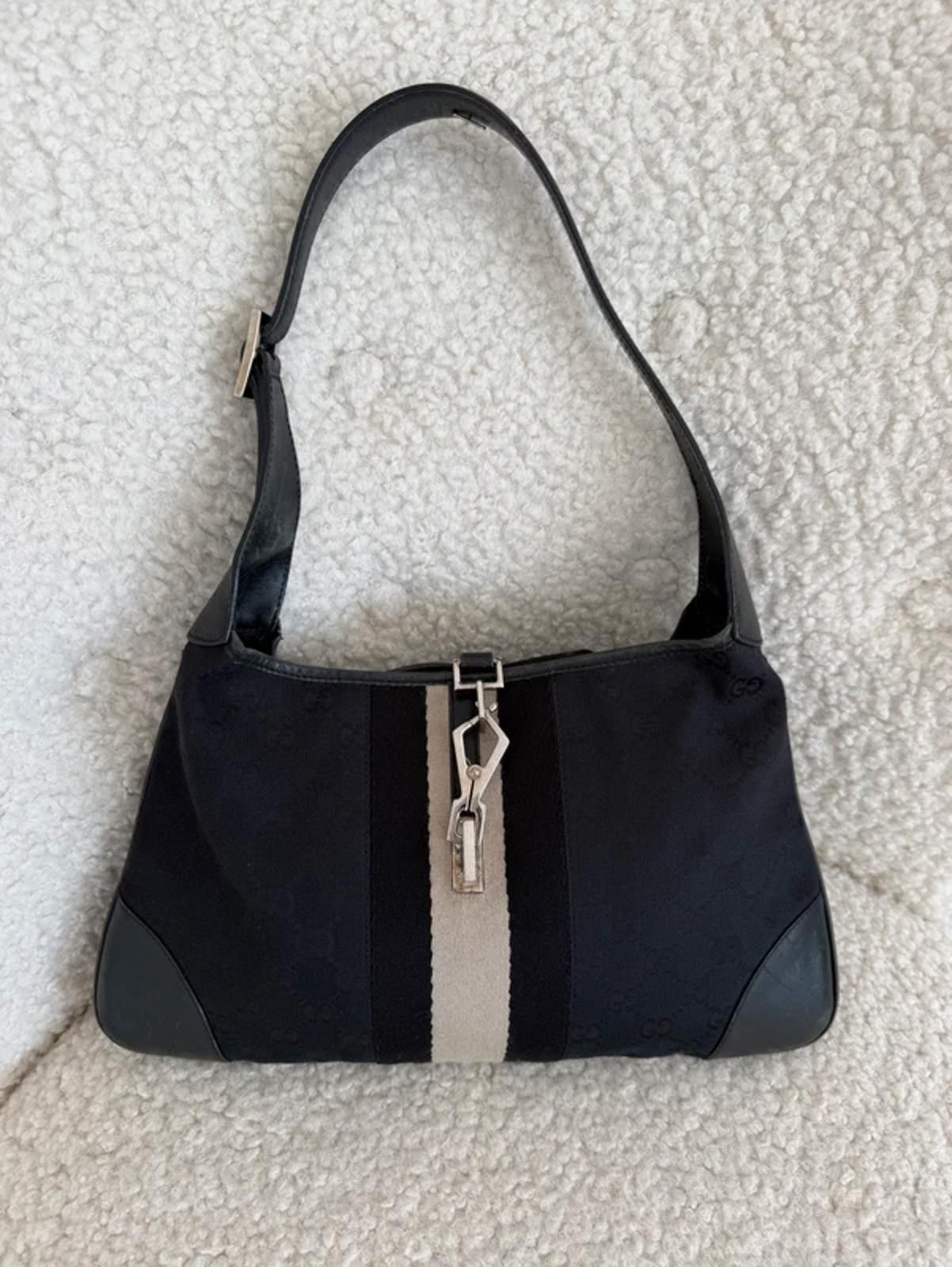 Gucci Gucci Jackie GG Canvas Shoulder Bag – Black Size ONE SIZE - 1 Thumbnail