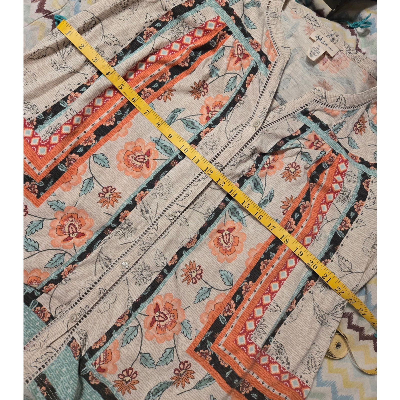 Style & Co Style & Co Woman 2X Boho Floral Button Front Top Ladder Lace Size XXL / US 16-18 / IT 52-54 - 10 Thumbnail