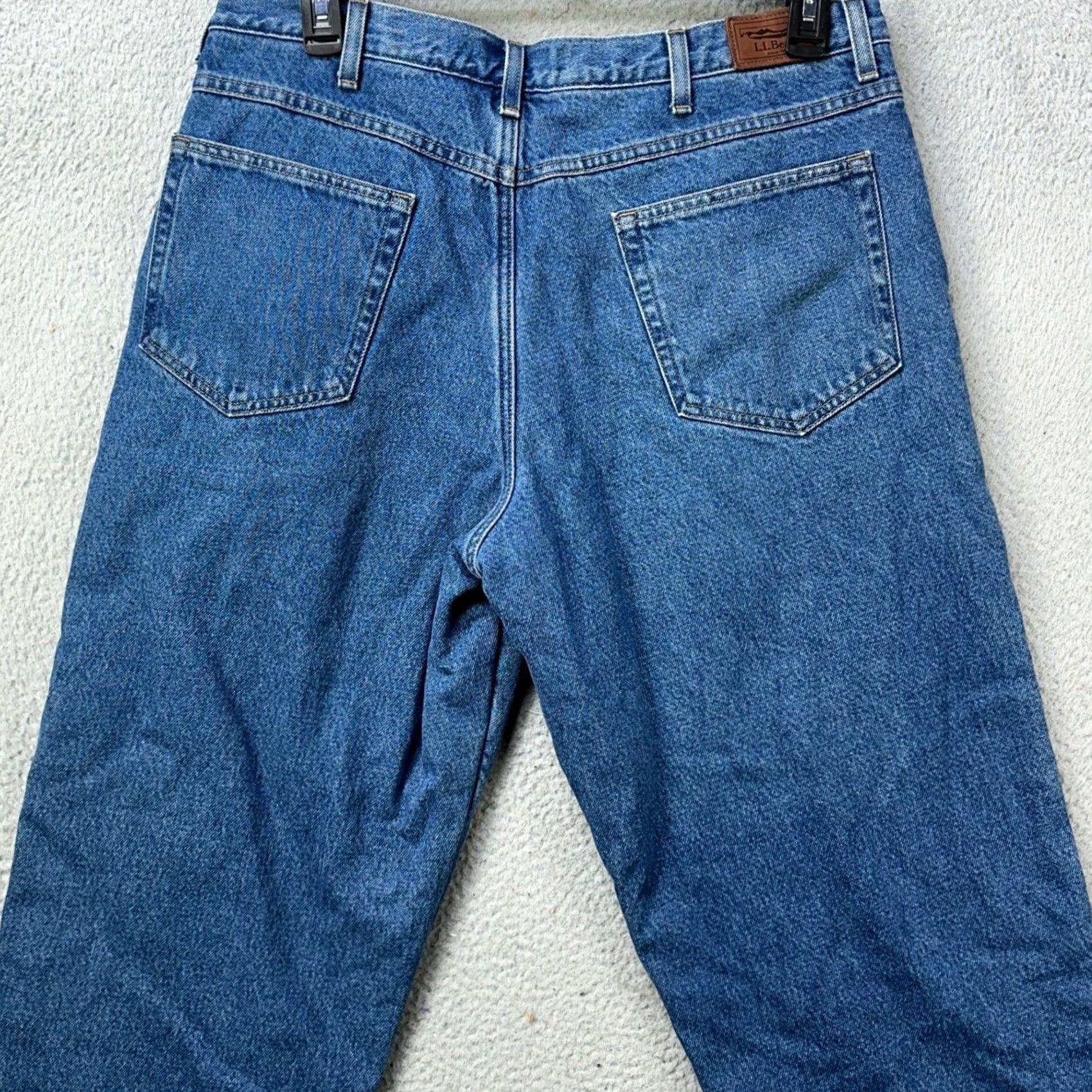 Vintage L.L. Bean Mens Jeans Straight 38x32 Blue Relaxed Fit Lined 5-Pocket Denim EUC Size US 38 / EU 54 - 3 Thumbnail