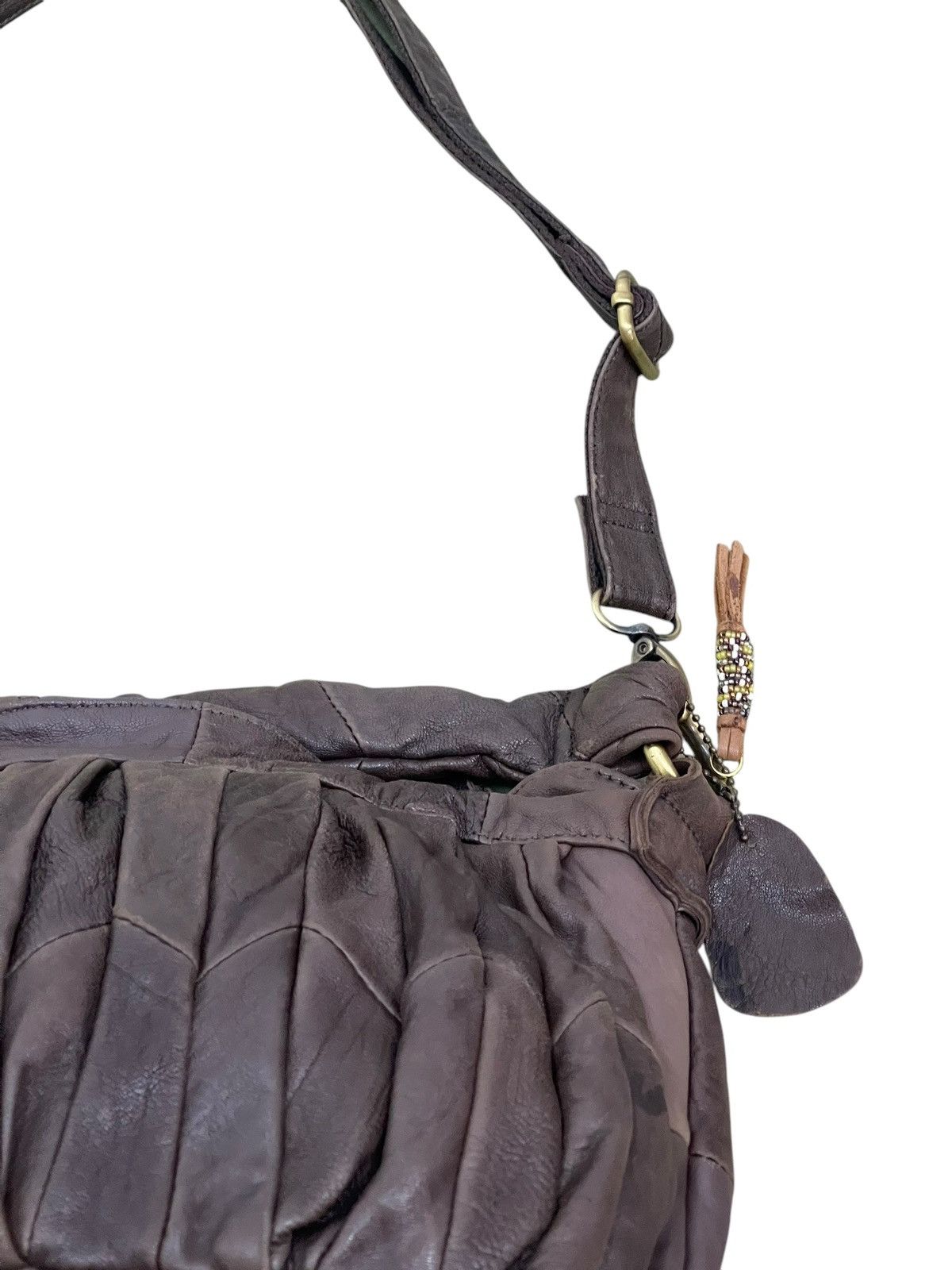 Genuine Leather Full Leather Janis Market Pleated Hand Shoulder Bag 1🟩6 Size ONE SIZE - 16 Thumbnail