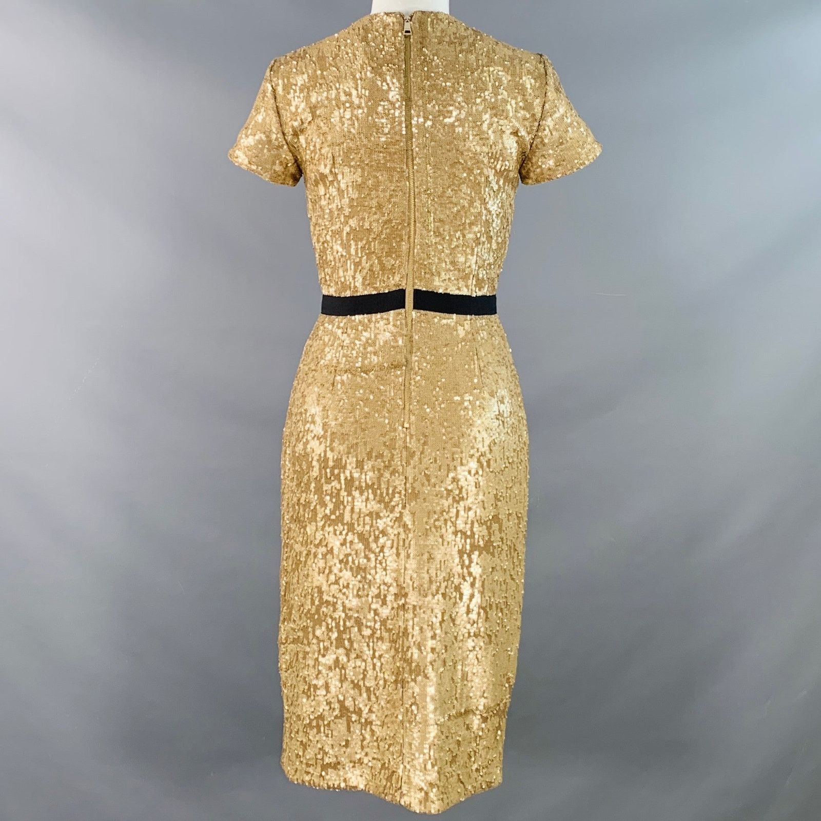 Burberry Size 2 Gold Black Viscose Blend Sequined Cocktail Dress Size XS / US 0-2 / IT 36-38 - 4 Thumbnail