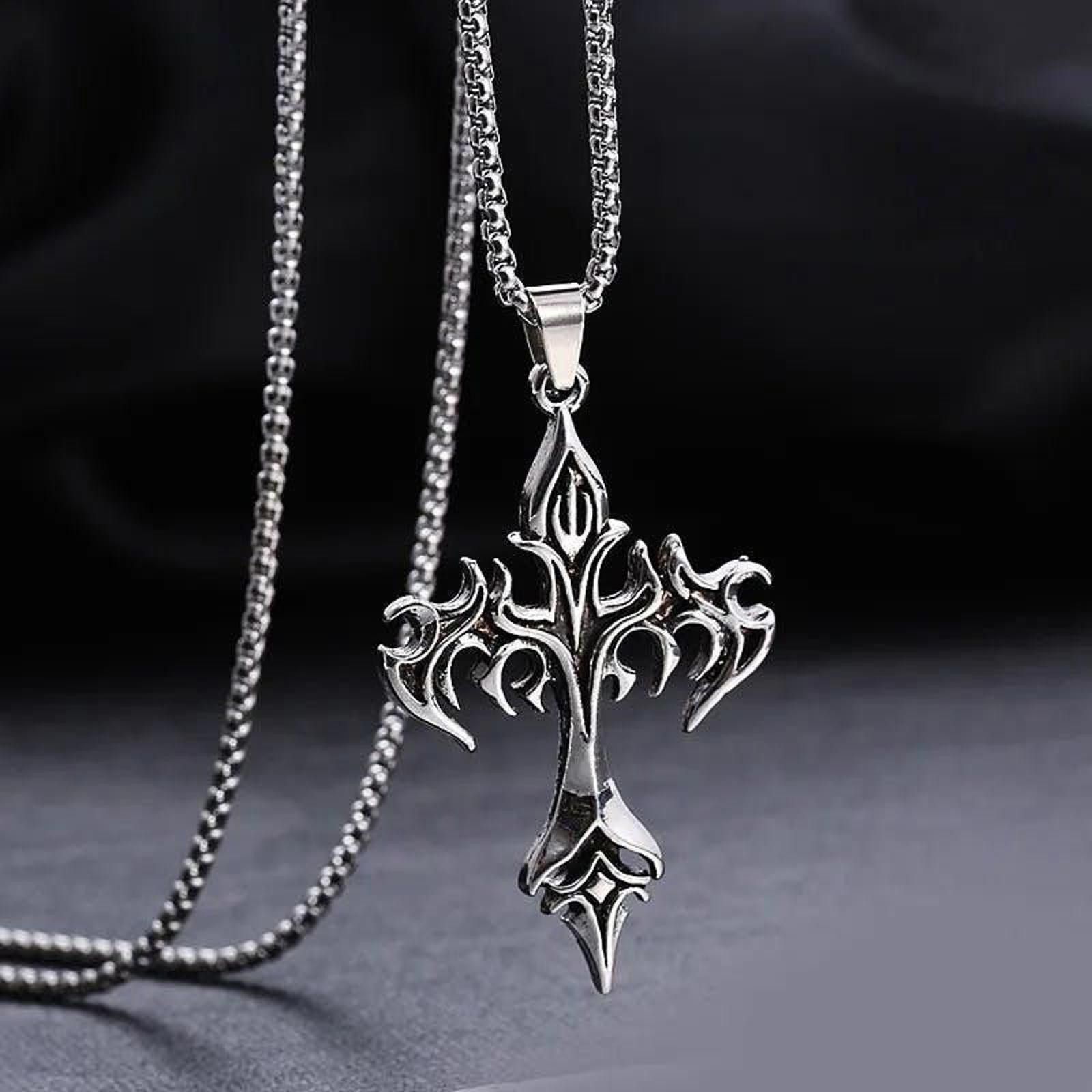 Jewelry Flame Cross Pendant Necklace Size ONE SIZE - 7 Thumbnail