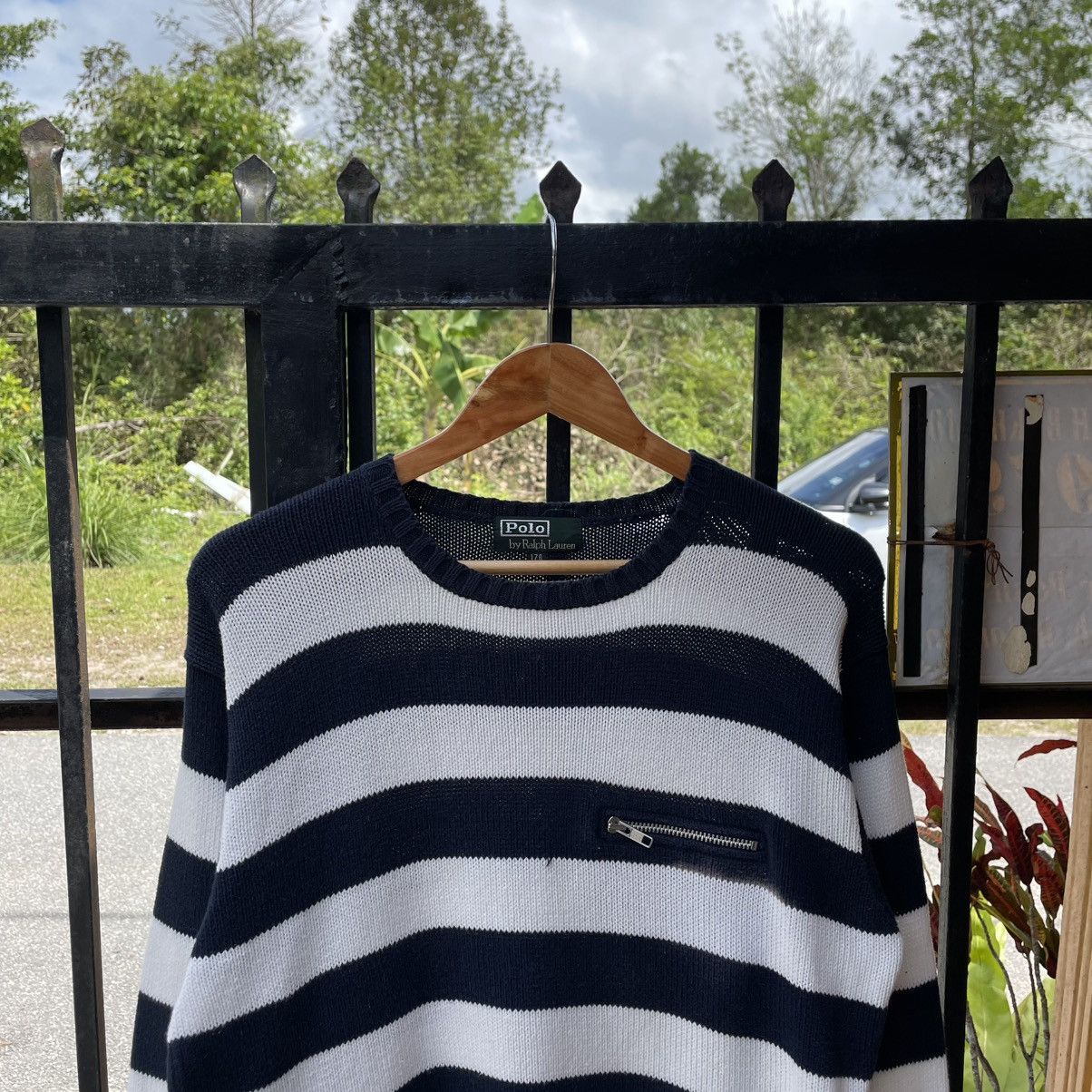 Polo Ralph Lauren 🔥Vintage Polo Ralph Lauren Zipper Pocket Striped Knitwear Size US S / EU 44-46 / 1 - 4 Thumbnail