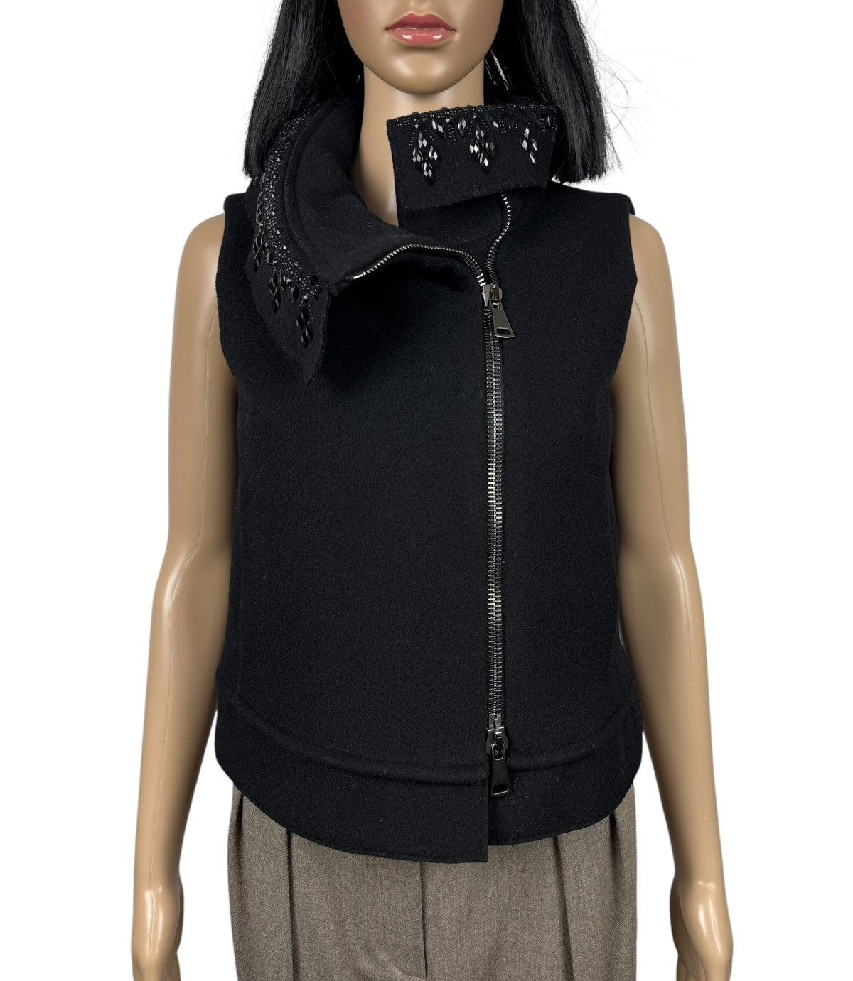 Emporio Armani Emporio Armani Full-Zip Vest Wool-Cotton Decorated Stones 40 Size S / US 4 / IT 40 - 8 Thumbnail