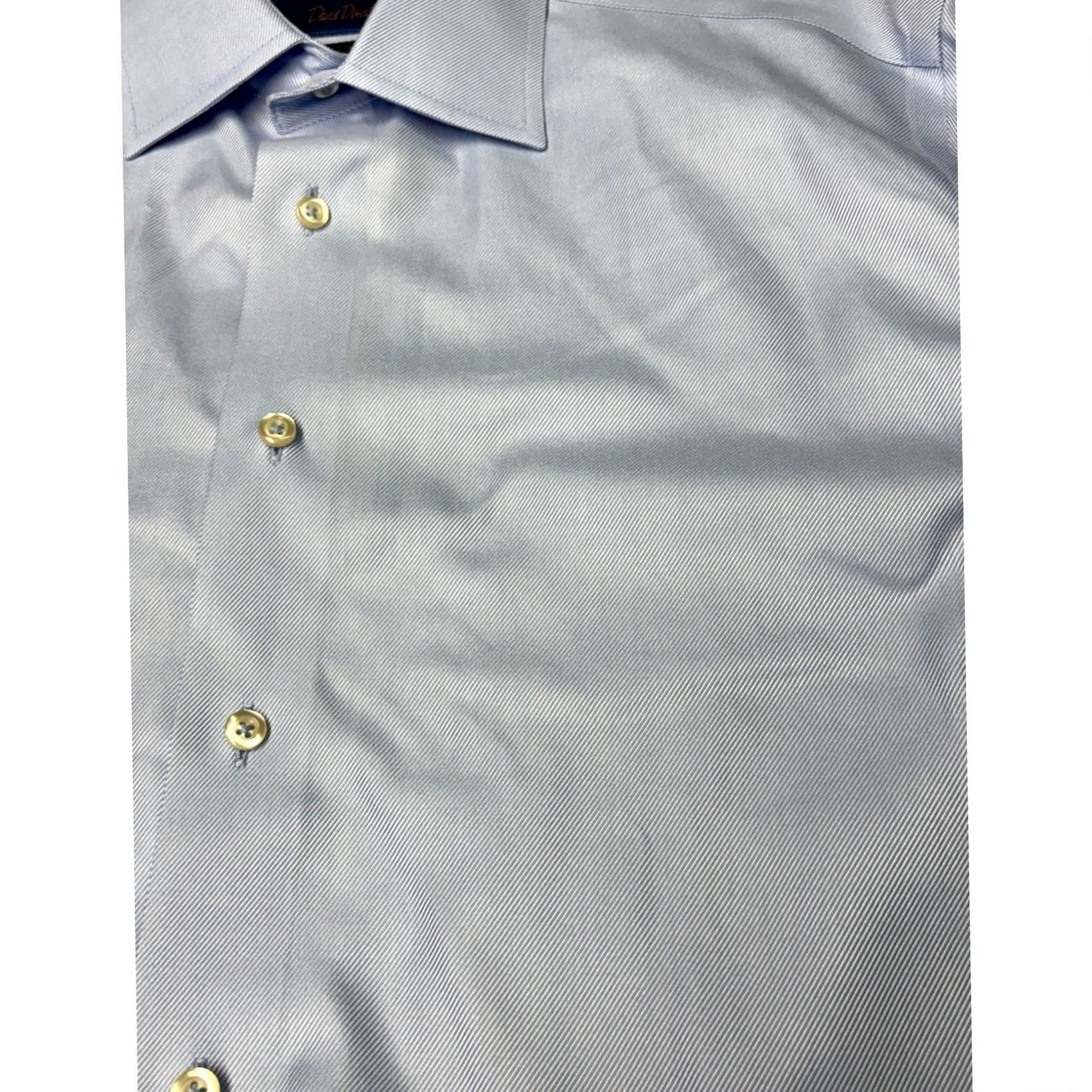 David Donahue David Donahue Dress Shirt Blue Twill Non-Iron Slim 17.5 32/33 Mens Shirt Size 48R - 2 Thumbnail