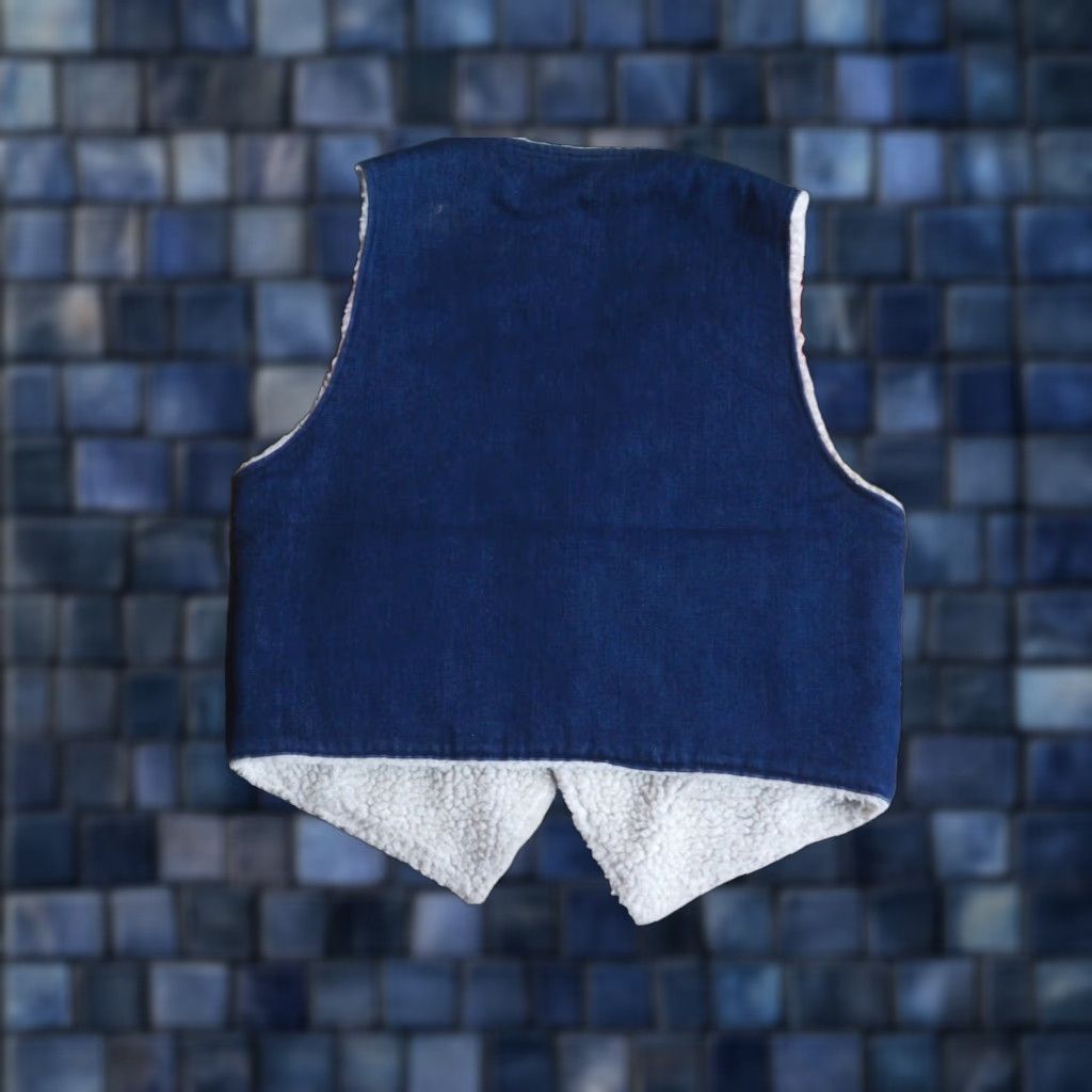 Denime VTG 70s Dark Wash Blue Denim Sherpa Yellowstone Western Snap Vest Mens XL Size US XL / EU 56 / 4 - 1 Thumbnail