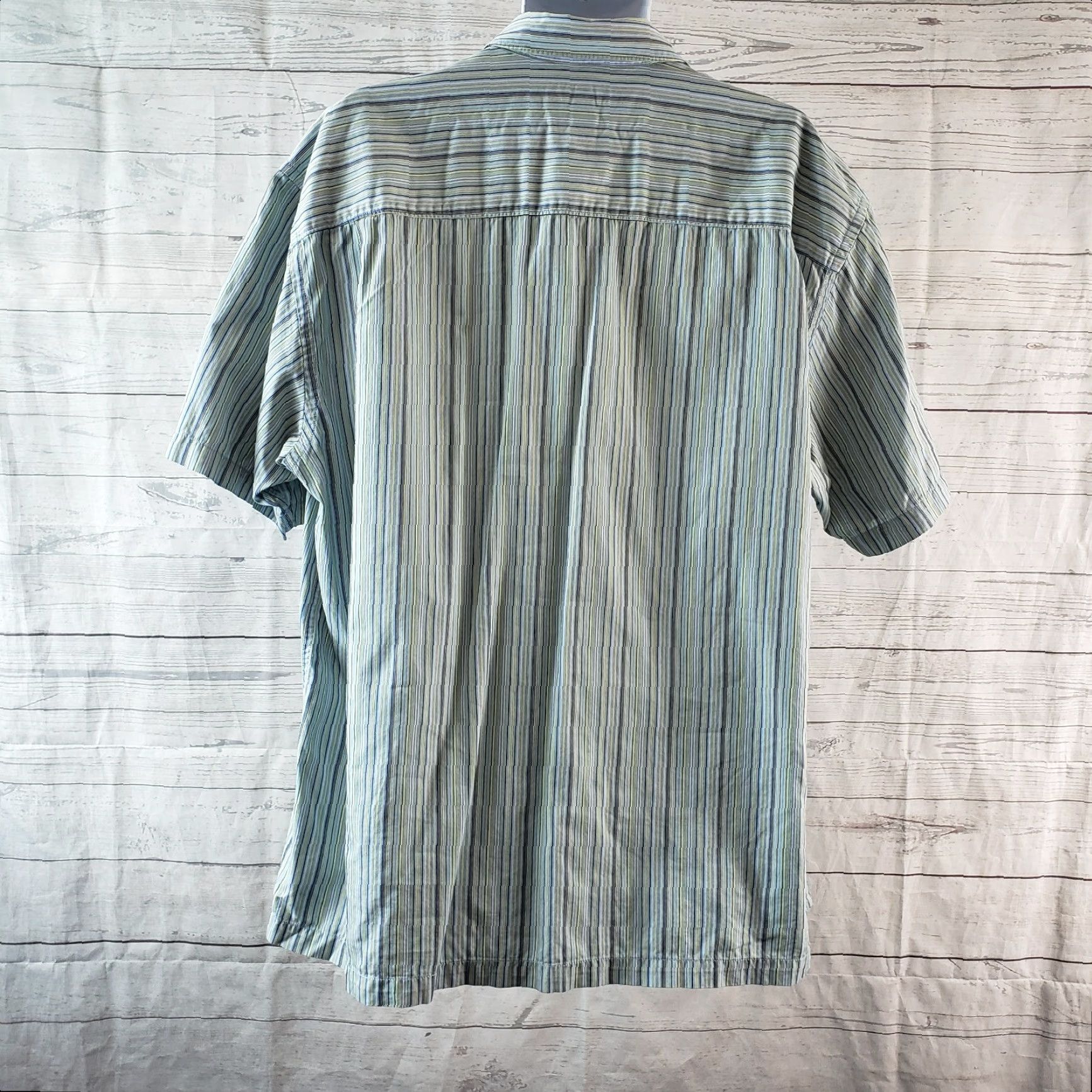 Tommy Bahama Tommy Bahama Button-Up Shirt Mens 2XL Blue Green Stripe Cotton Short Sleeve Collared Front Button 2XL Size US XXL / EU 58 / 5 - 3 Thumbnail