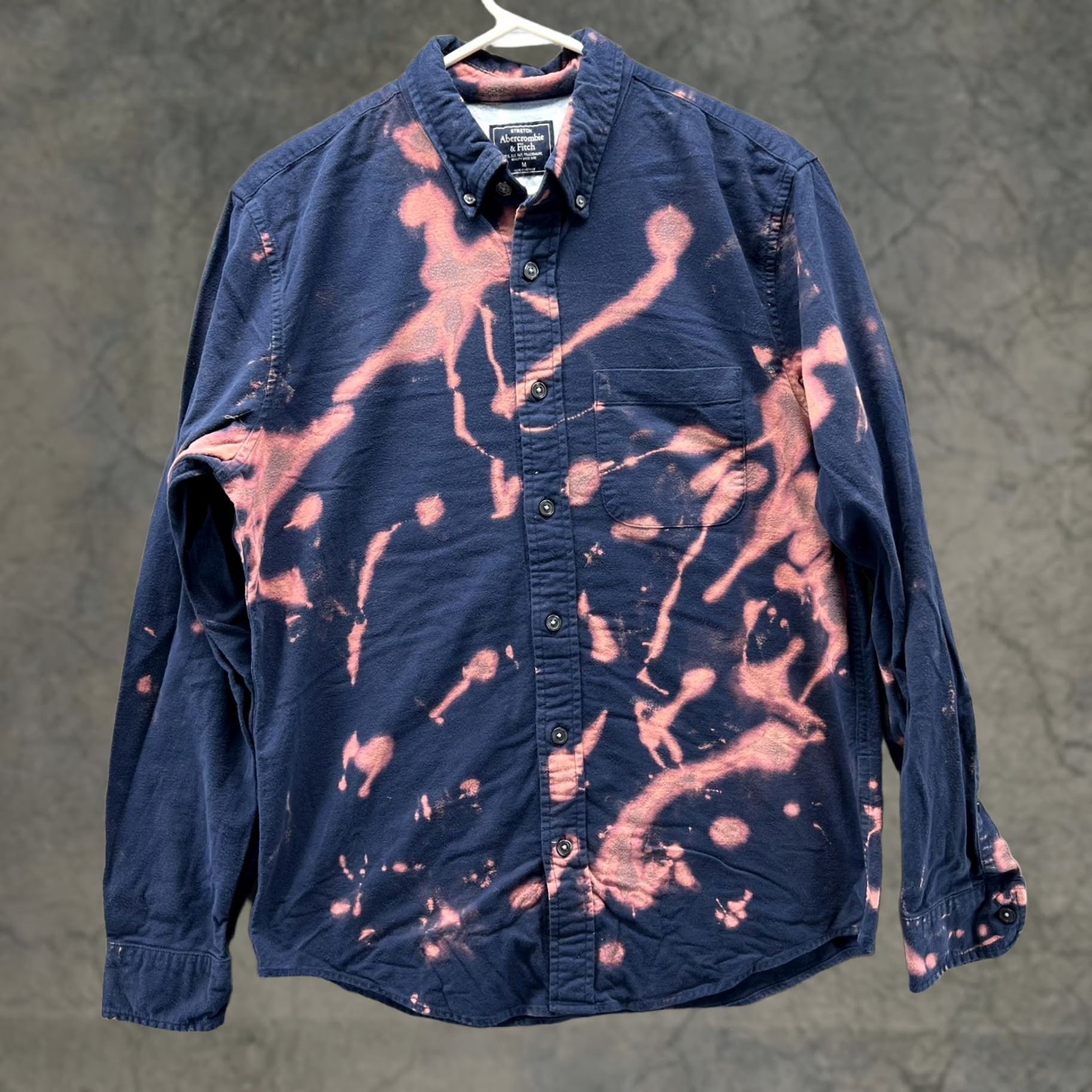 Abercrombie & Fitch Abercrombie & Fitch Shirt Mens M Bleach Dye Flannel Grunge Retro Hippie Navy Blue Size US M / EU 48-50 / 2 - 1 Thumbnail