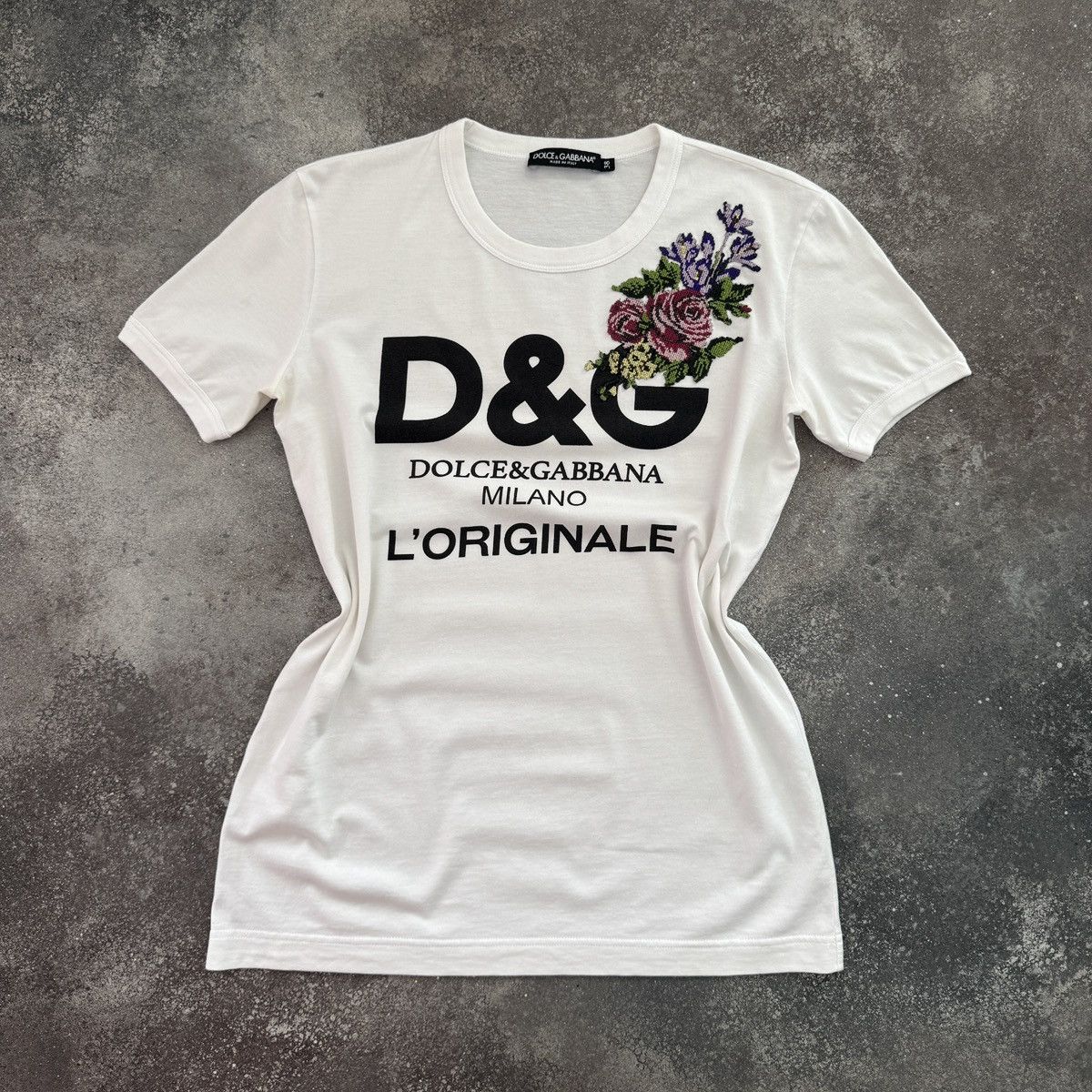 Dolce & Gabbana D&G Dolce & Gabbana Floral Print “L’Originale” T-Shirt Size M / US 6-8 / IT 42-44 - 1 Thumbnail