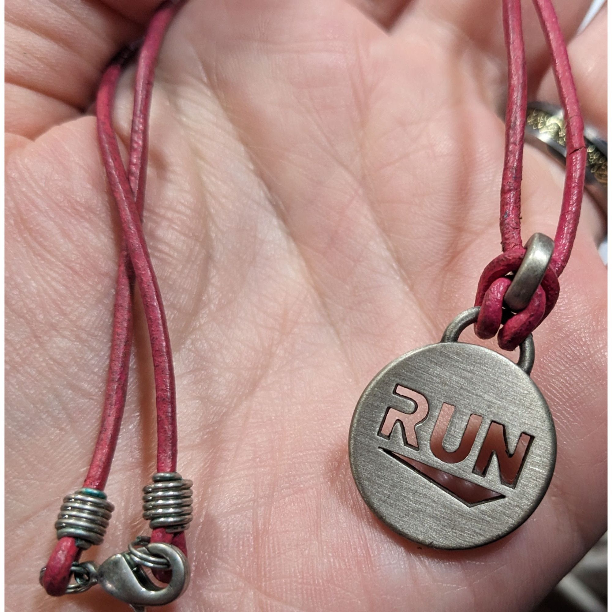 Other Athlete Inspired "Run" Necklace With Pink Leather Cord Size ONE SIZE - 6 Thumbnail