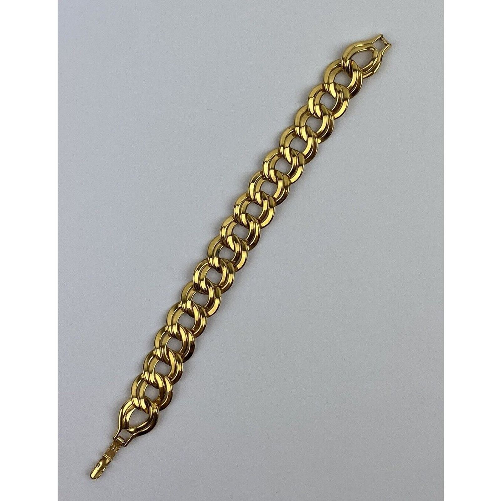 Monet Vintage Monet Gold Tone Double Curb Link Bracelet 80s 7.5" Size ONE SIZE - 3 Thumbnail