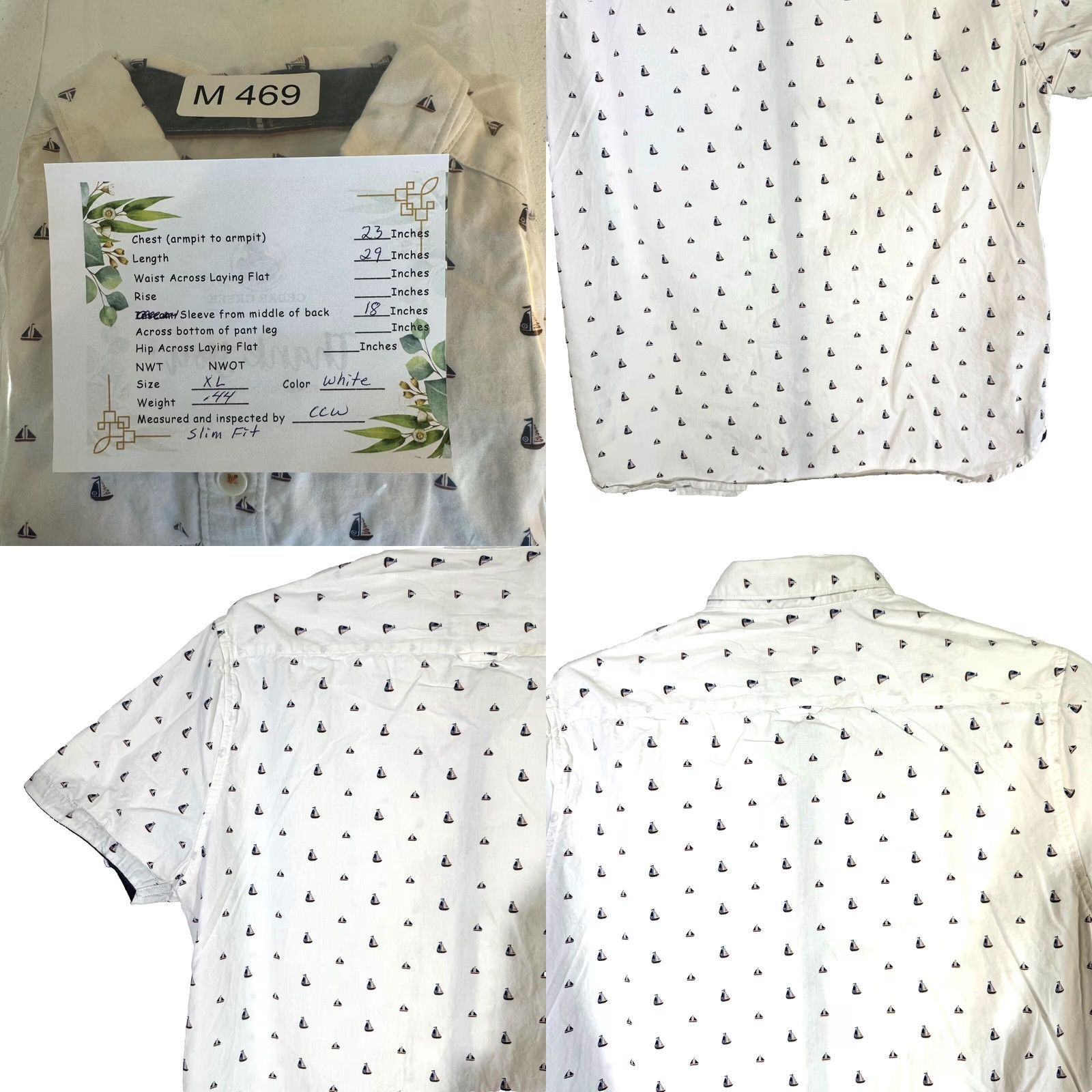 Vintage Cactus Man Shirt XL White Sailboat Graphic Slim Fit Button-Down Men’s M469 Size US XL / EU 56 / 4 - 8 Thumbnail