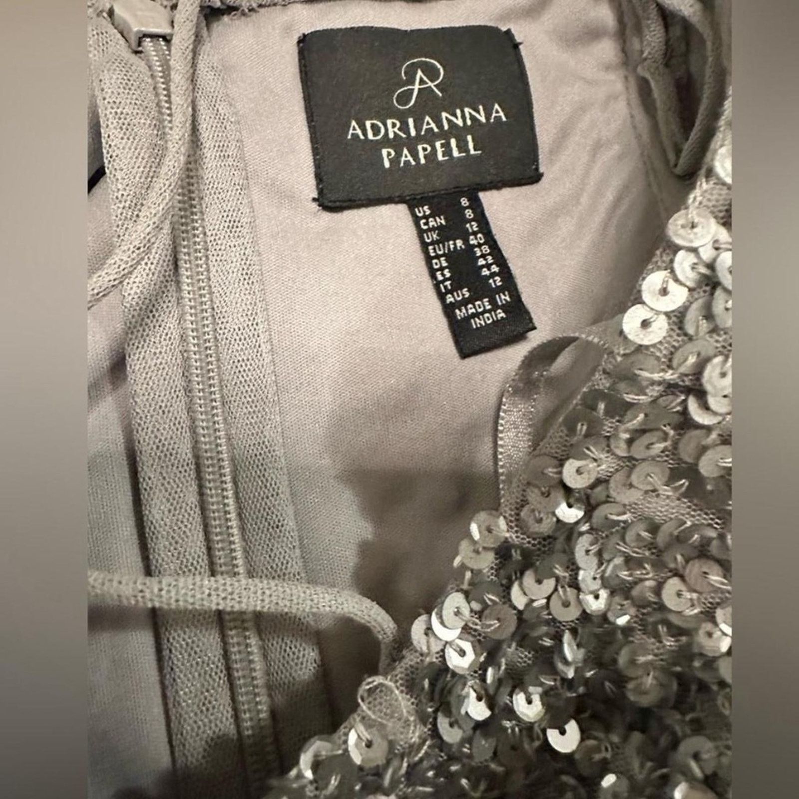 Adrianna Papell Adrianna Papell Sequin Silver Maxi Dress A-line formal long Size M / US 6-8 / IT 42-44 - 7 Thumbnail
