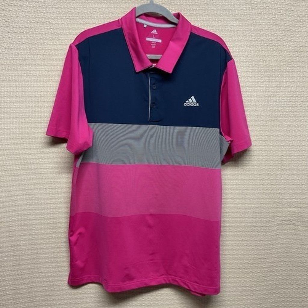 Adidas NWOT Adidas Pink/Navy Short Sleeve Golf Polo Shirt Men Large Size US L / EU 52-54 / 3 - 9 Thumbnail
