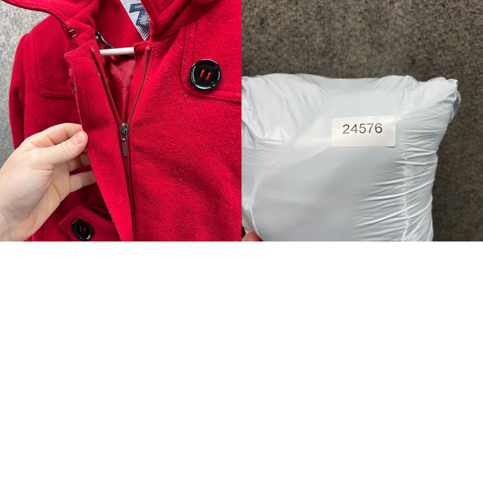 Tommy Hilfiger VINTAGE Tommy Hilfiger Pea Coat Jacket Womens 4 Red Long Wool Lined Nylon Button Night Black? Size S / US 4 / IT 40 - 9 Thumbnail