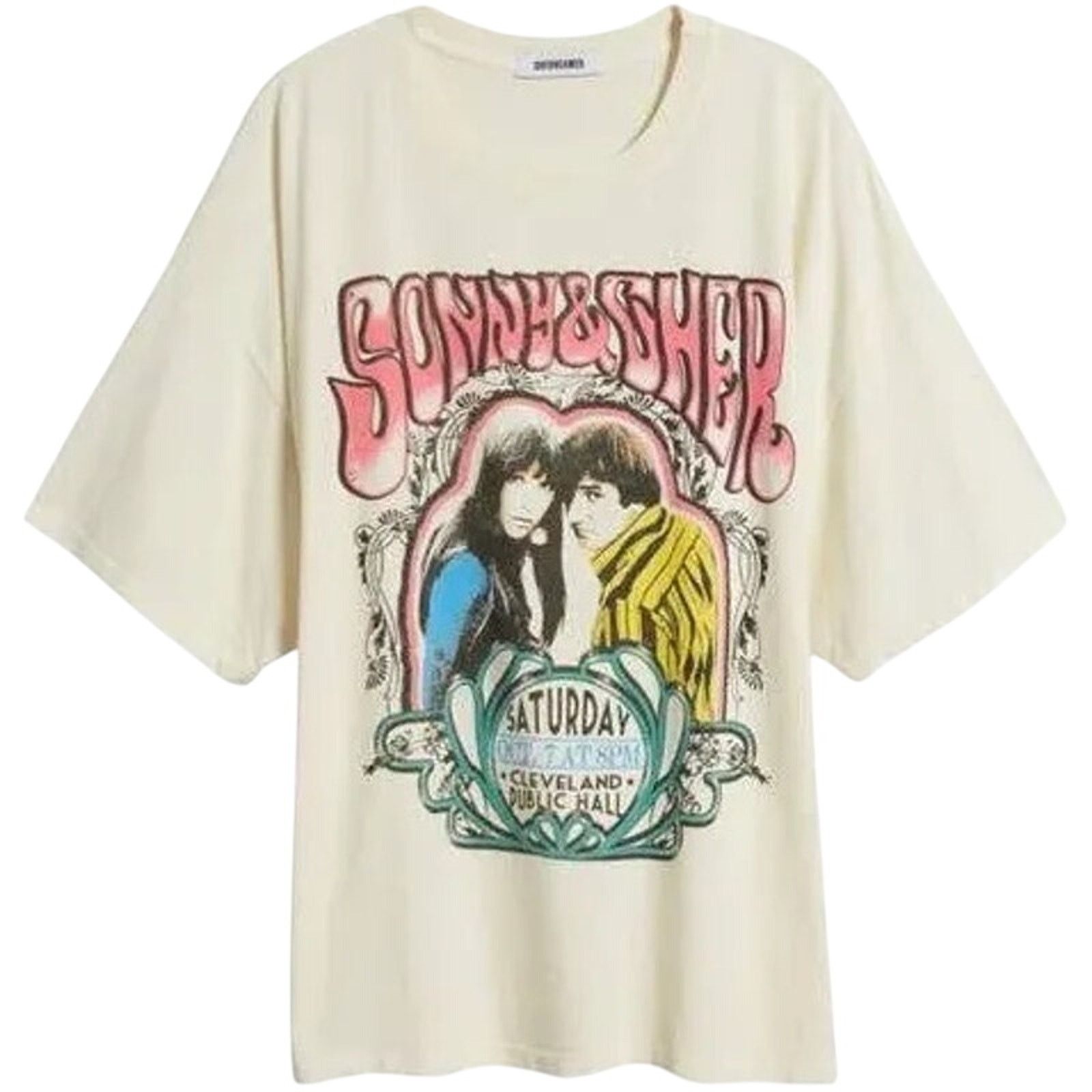 Daydreamer DAYDREAMER Sonny & Cher Cleveland OS Tee in Stone New Size ONE SIZE - 8 Thumbnail