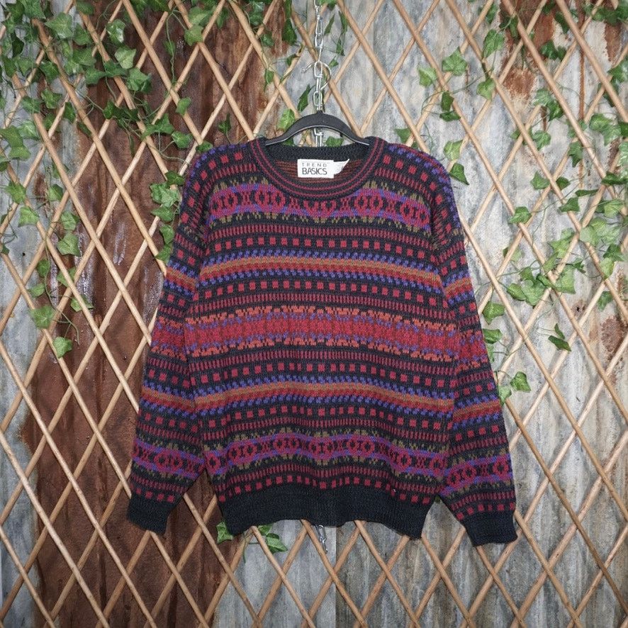 Vintage Medium - Vintage Y2K trend basics 90s aztec knitted sweater Size US M / EU 48-50 / 2 - 1 Thumbnail