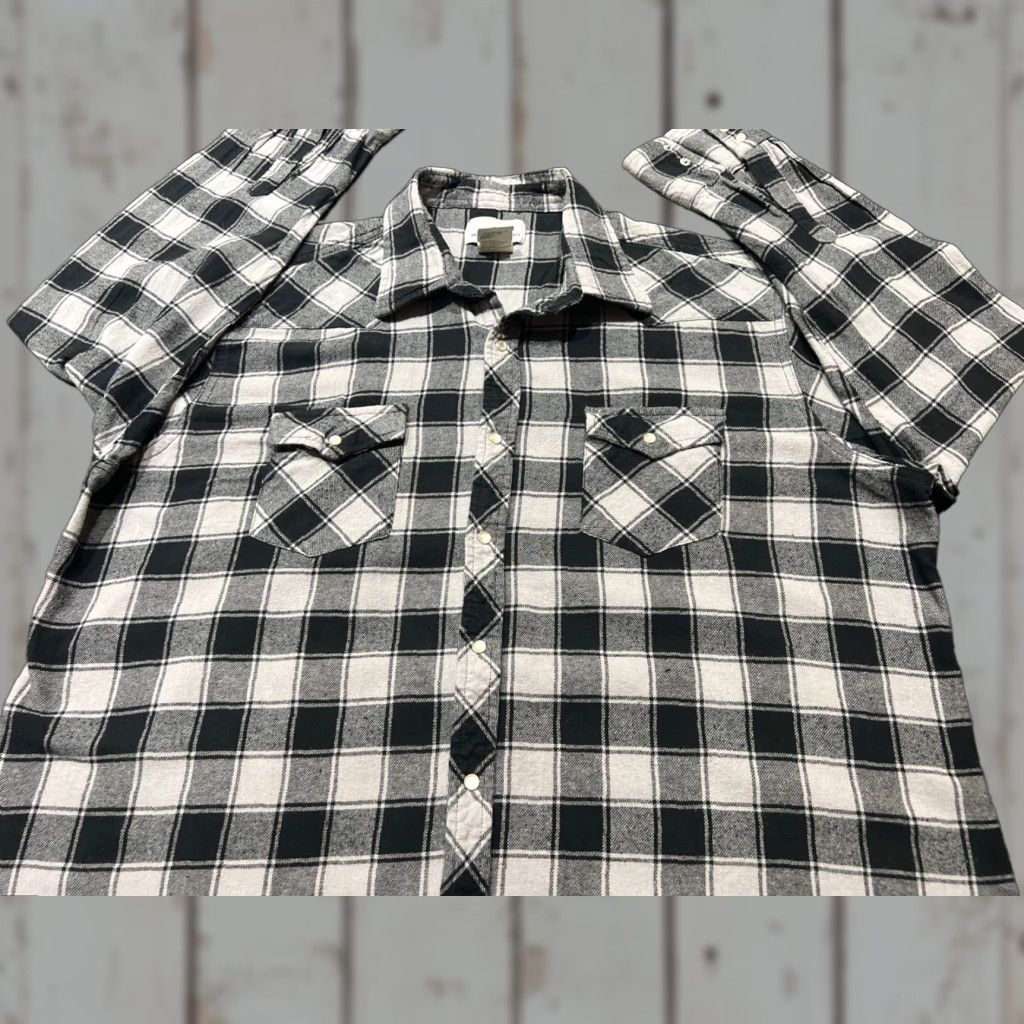 Wrangler VINTAGE Wrangler Shirt Mens 2XL Gray Black Plaid Pearl Snap Button Up Wrancher Size US XXL / EU 58 / 5 - 1 Thumbnail