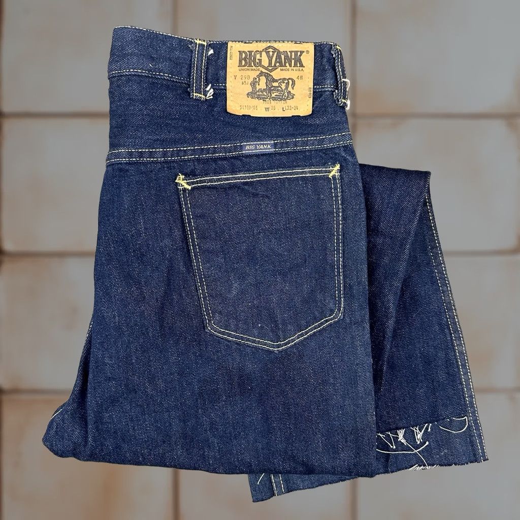 Denime VINTAGE Big Yank Jeans Denim Dark Wash Boot Cut Flare Mens 34 X 27 USA Made Union Size US 34 / EU 50 - 1 Thumbnail
