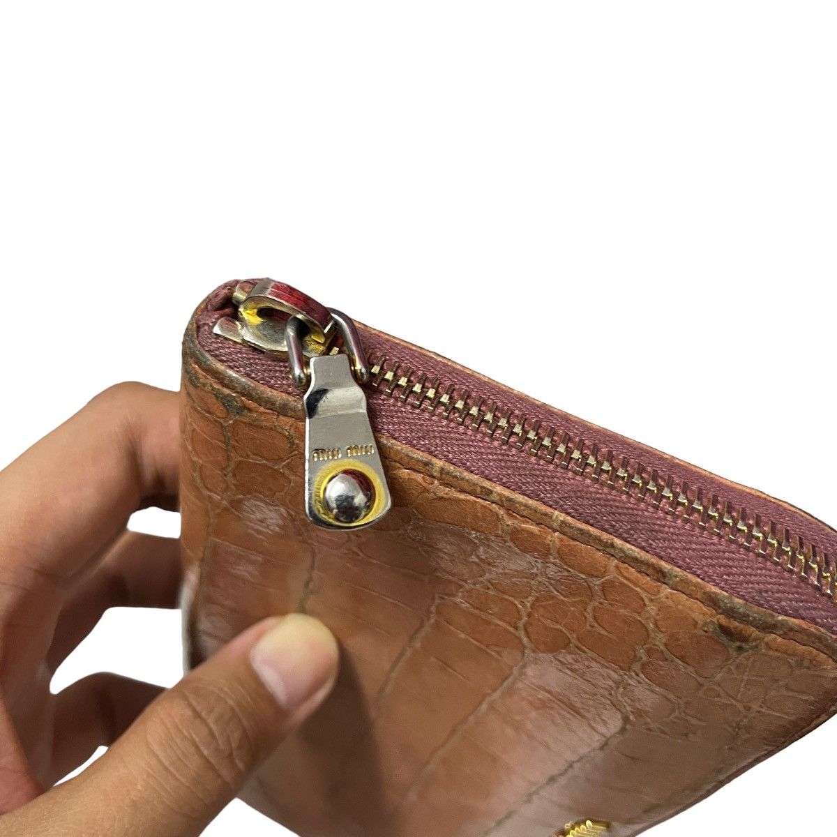 Miu Miu MIU MIU Long Wallet Zipper Crocodile Embossed Pattern Size ONE SIZE - 4 Thumbnail