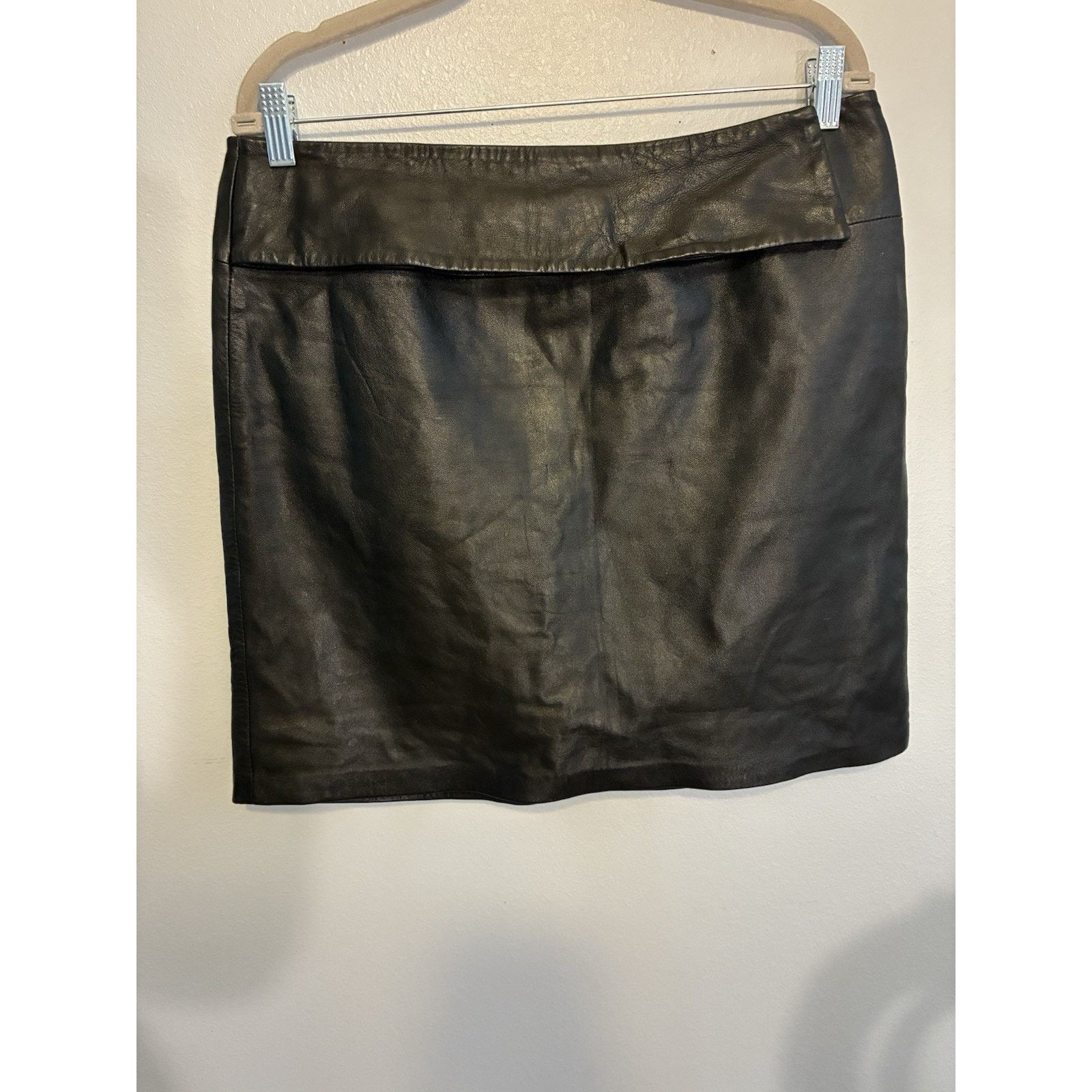 I.N.C VTG Black Leather Mini Skirt Buckle Belt 80s Retro Sexy 12 Size 34" / US 12 / IT 48 - 19 Thumbnail
