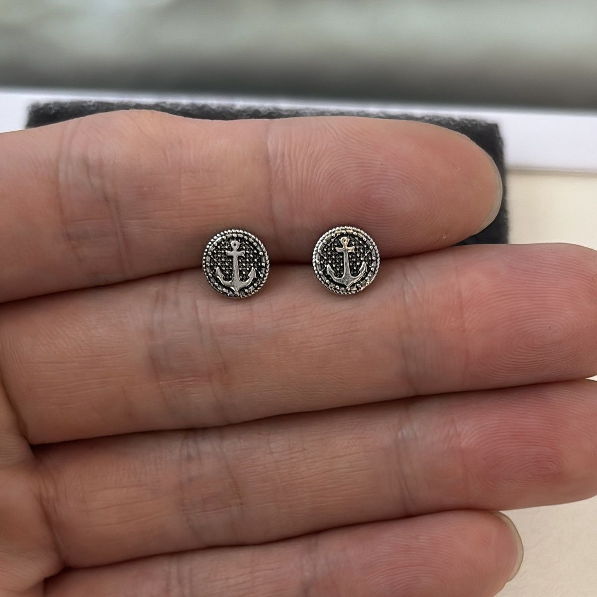 Other 8mm Small Anchor Stud Earrings for Men Women Hip Hop Unisex Size ONE SIZE - 5 Thumbnail