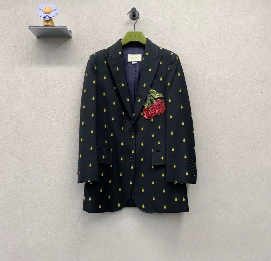 Gucci Black Pineapple Print Blazer