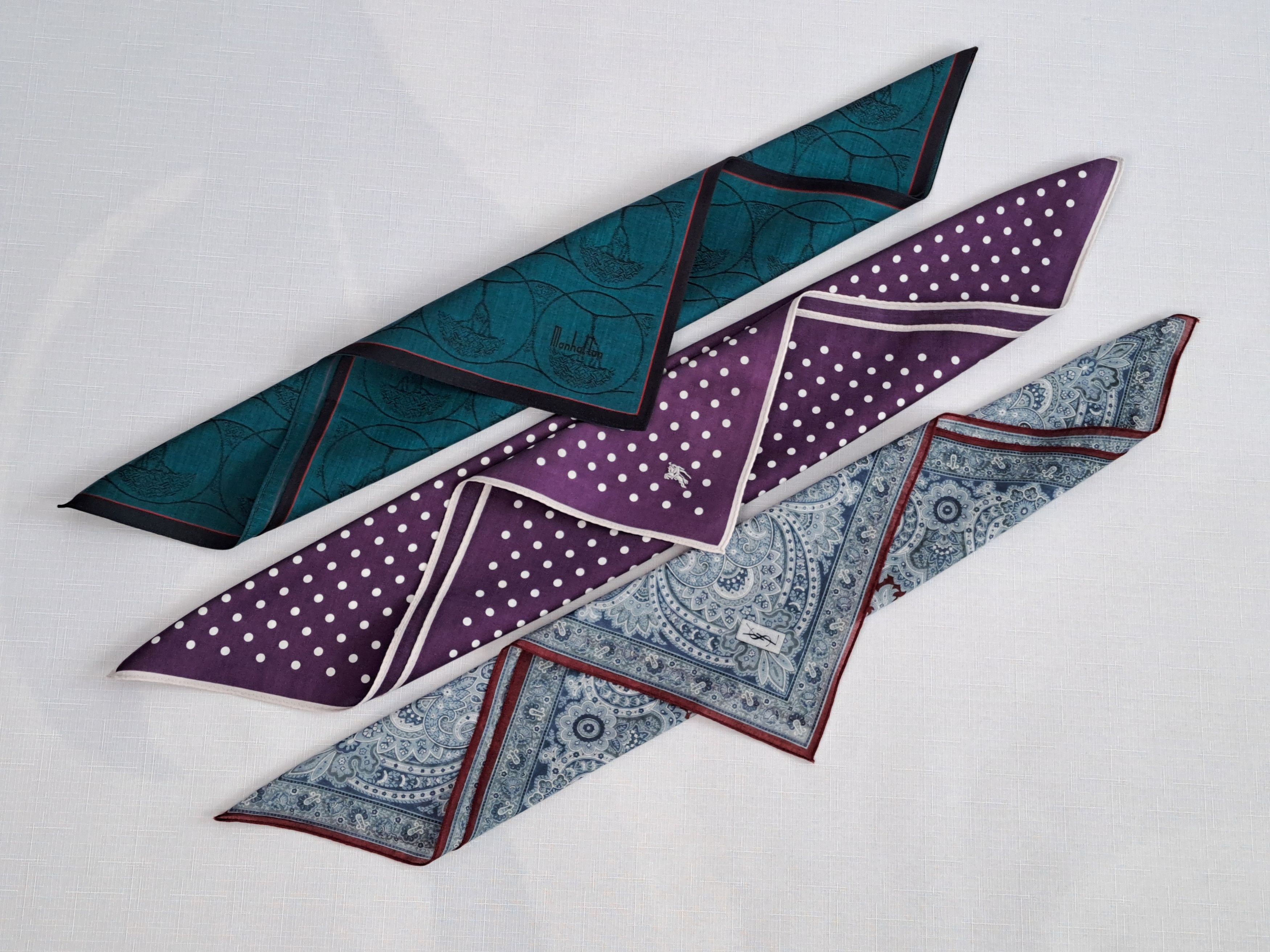 Yves Saint Laurent YSL Burberry Manhattan cotton handkerchief/pocket square. Size ONE SIZE - 5 Thumbnail